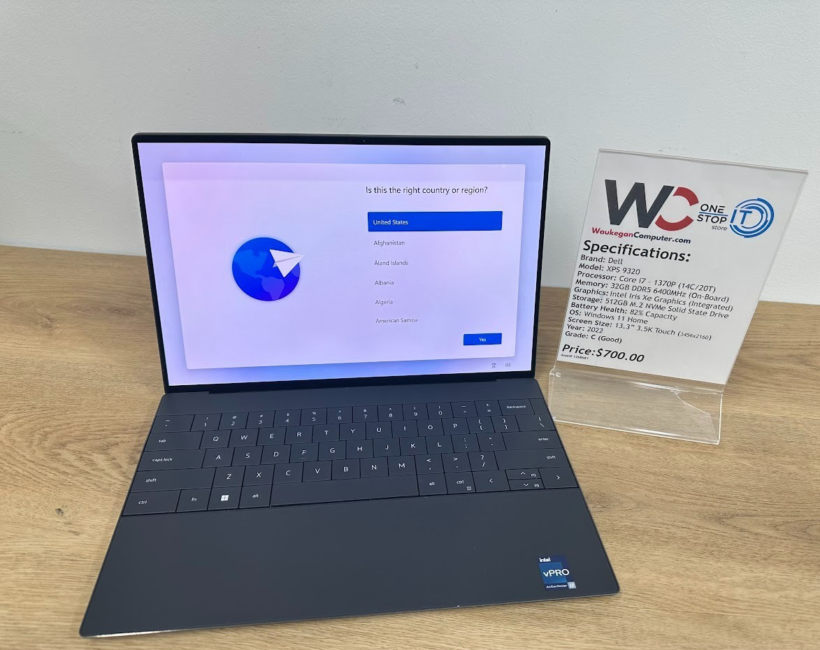 Dell XPS 9320, Core i7 1370P, 32GB DDR5 Iris Xe Graphics, 512GB SSD 2022