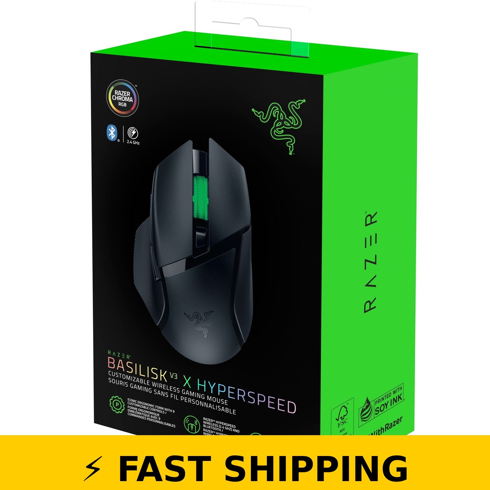 Razer Basilisk V3 X Wireless Gaming Mouse – RGB Chroma, Black