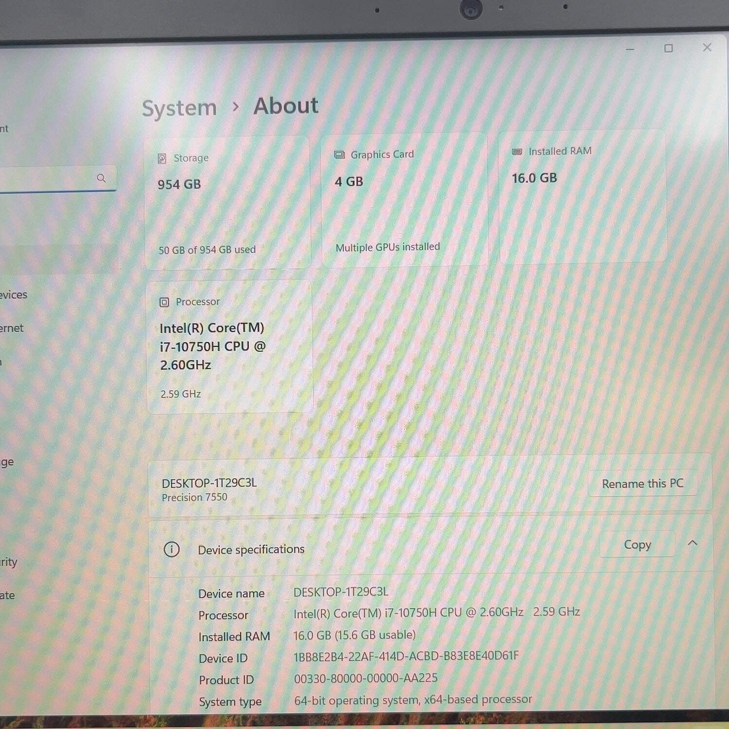 Dell Precision 7550 15.6″ i7-10750H 2.6GHz 16GB RAM 1TB SSD Quadro T1000