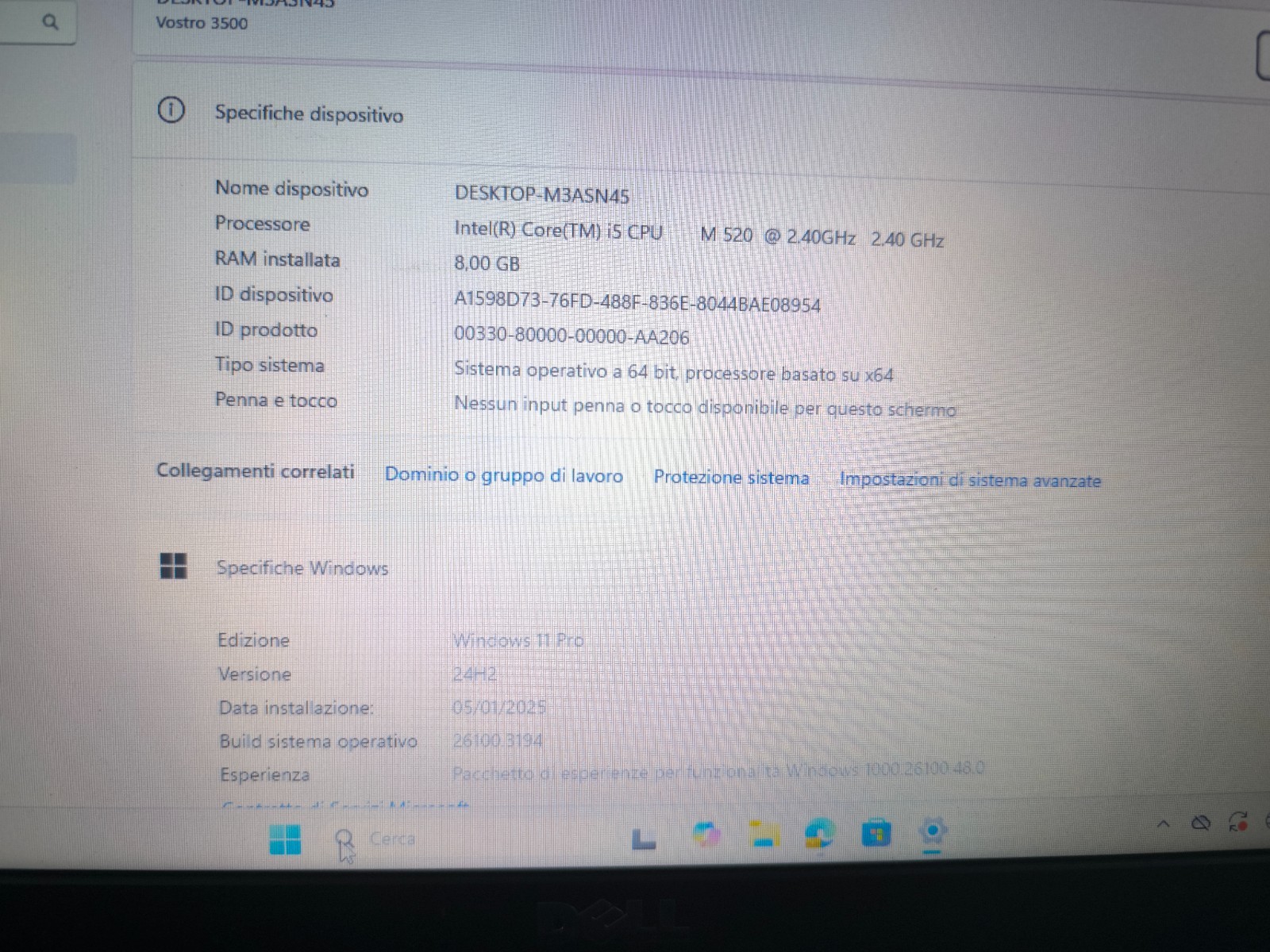 Dell Vostro 3500 i5 M520 8GB 300GB NVIDIA 310M WiFi Webcam Bag