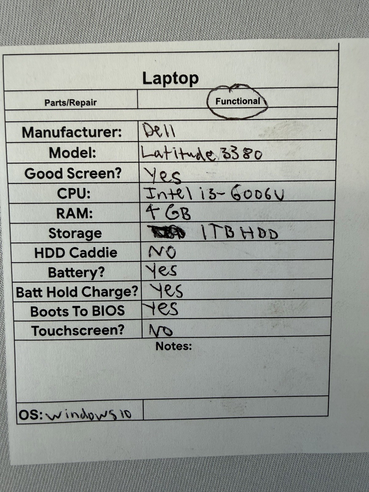 Dell Latitude 3380 Laptop – Good Screen – Intel i3-6006U – RAM 4 GB – Read Des