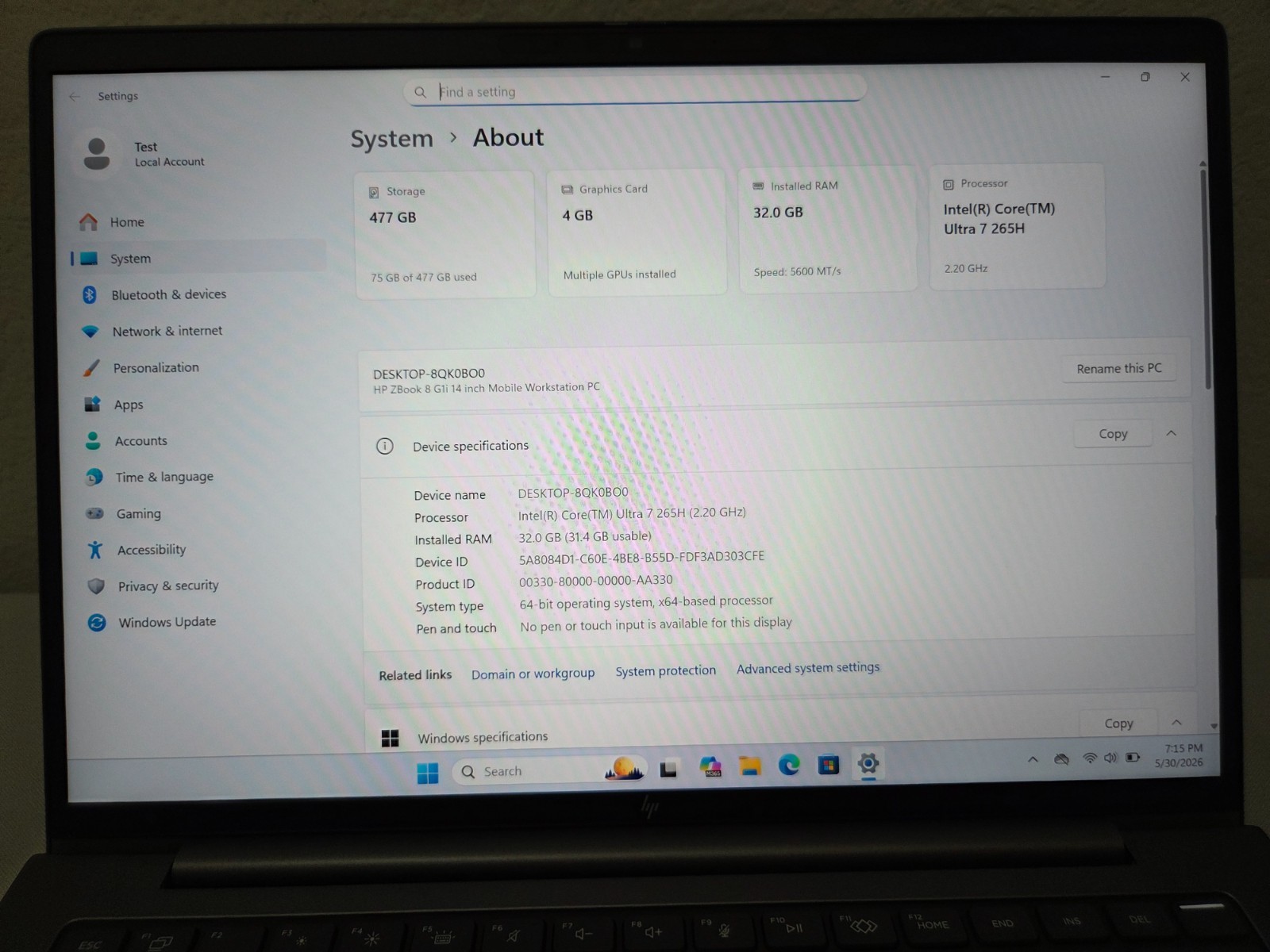HP ZBook 8 G1i 14″ – Ultra 7 265H, 32GB RAM, 512GB SSD, NVIDIA RTX 500, WARRANTY