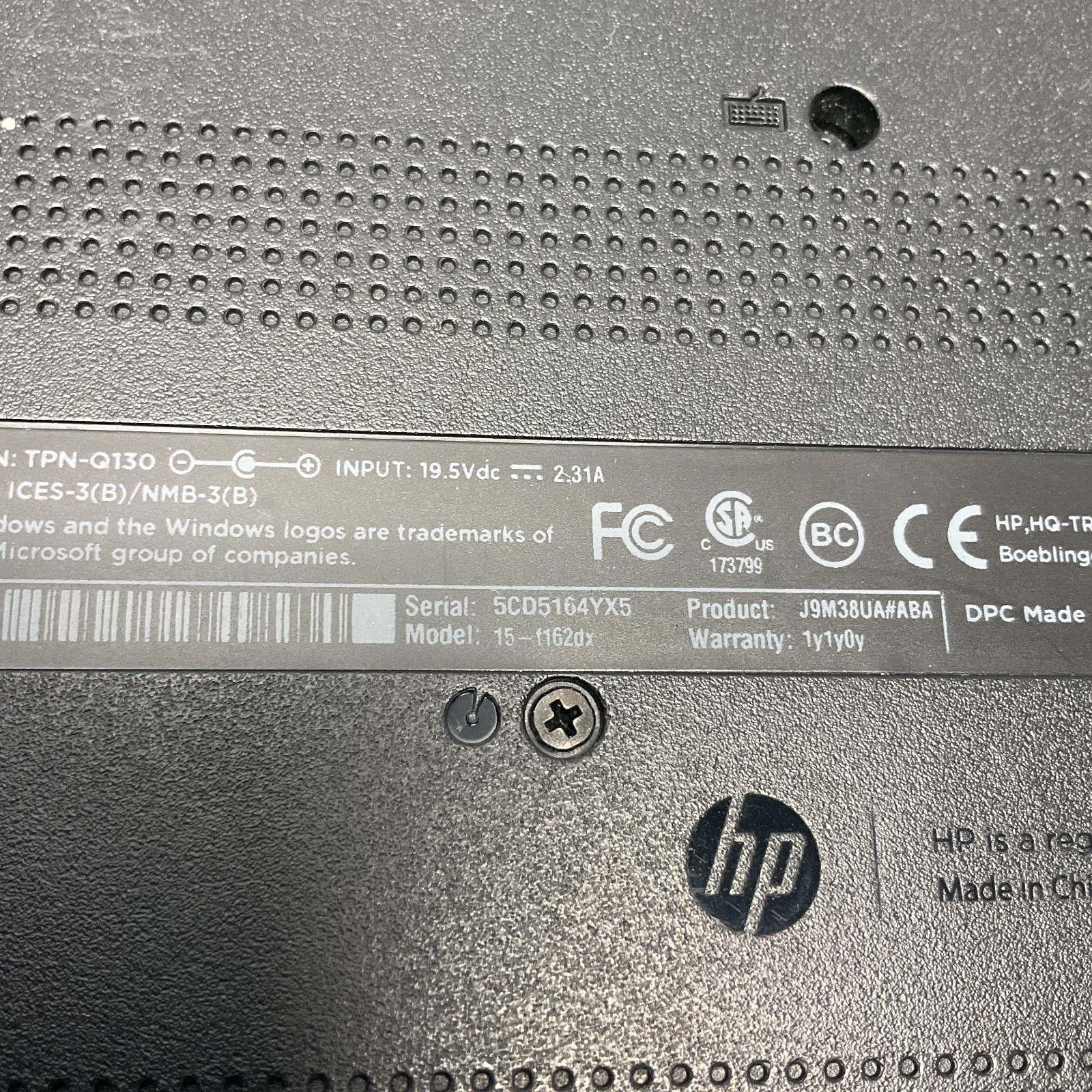 HP 15-f162dx Notebook i3-4030U@1.9GHz 4GB 750GB HDD Windows 10 Pro Laptop NO BAT