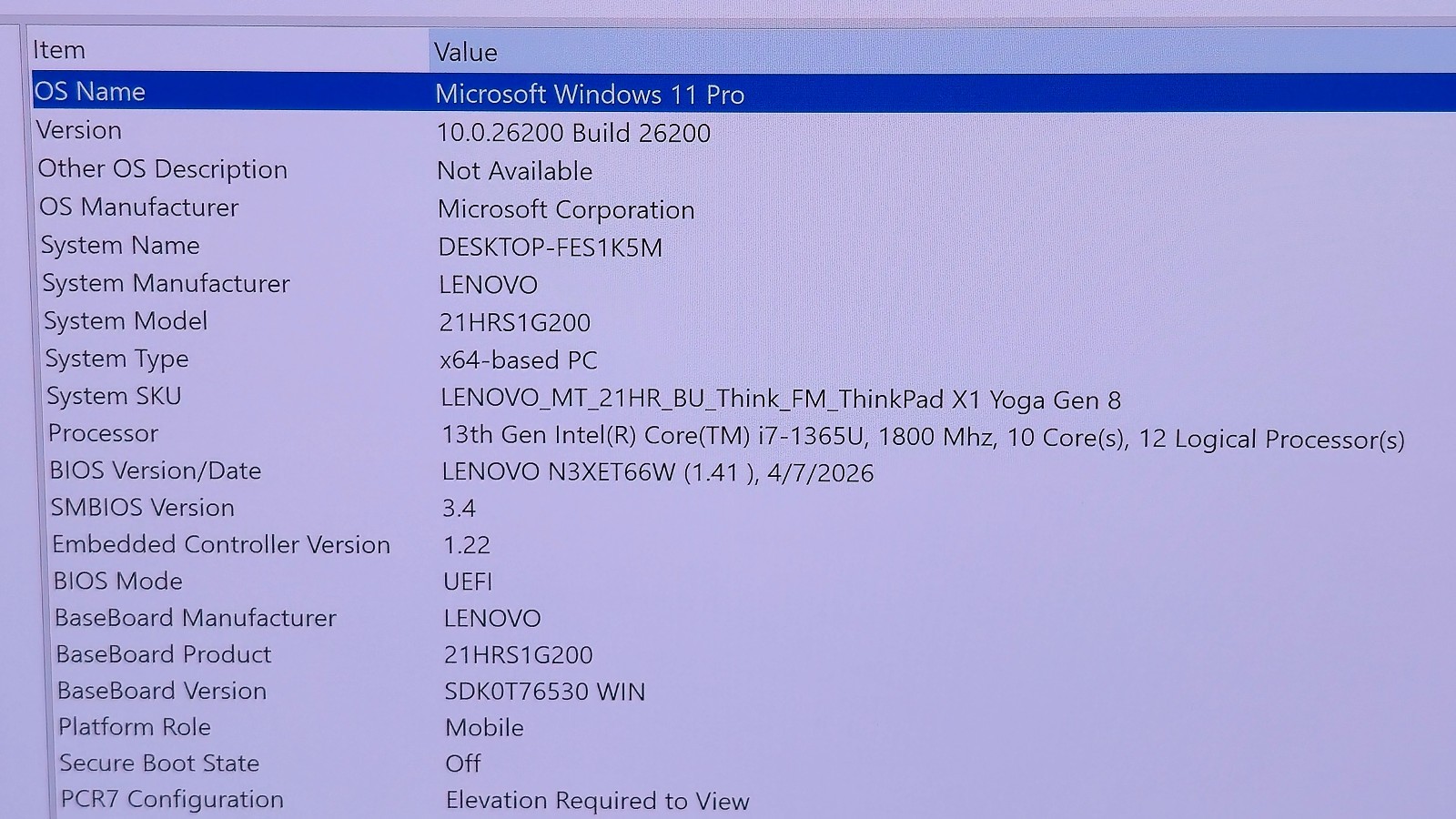 Lenovo ThinkPad X1 Yoga Gen 8 (i7-1365U CPU, 32 GB RAM 1 TB SSD) 14″ UHD Touch
