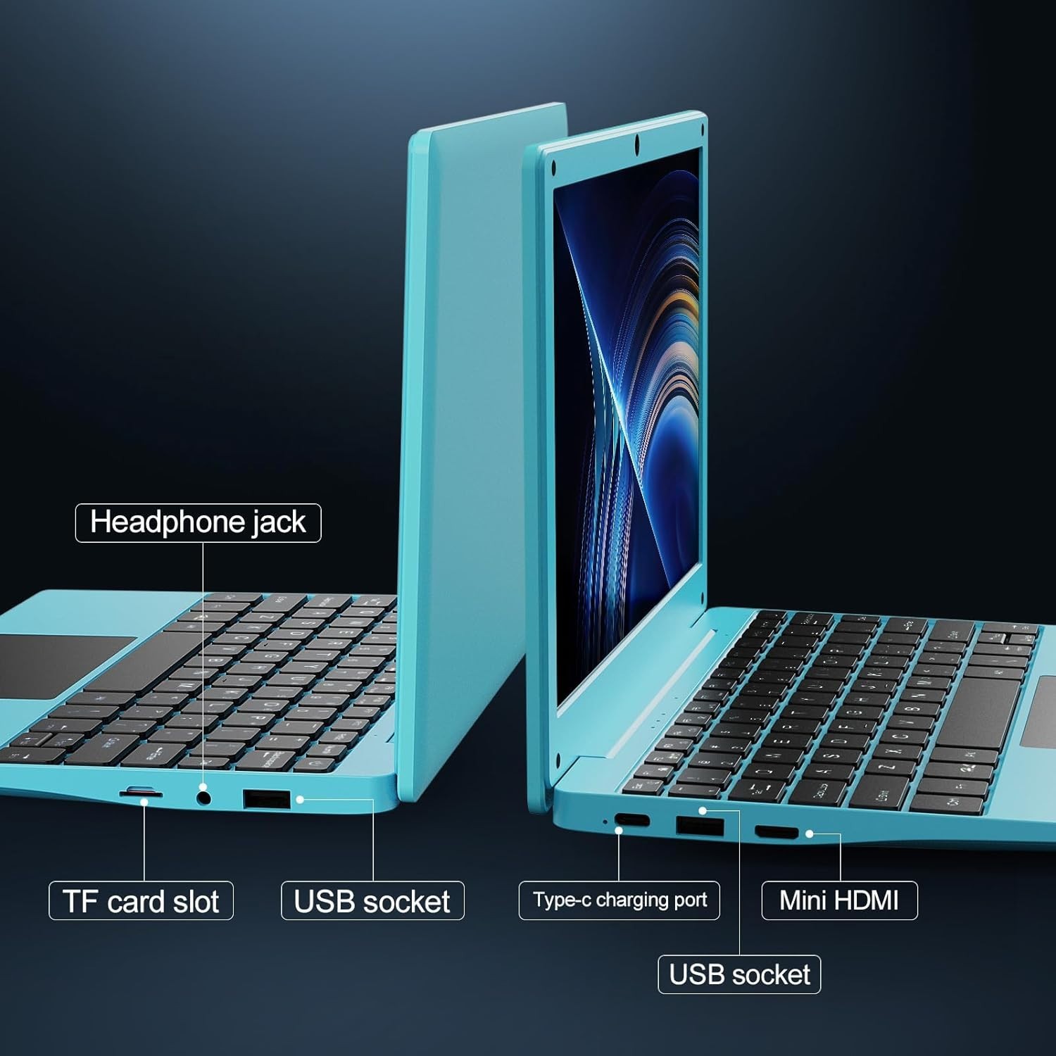 Laptop Computer 10.1” Quad Core Android 12.0 Mini Netbook for Kids and Adults