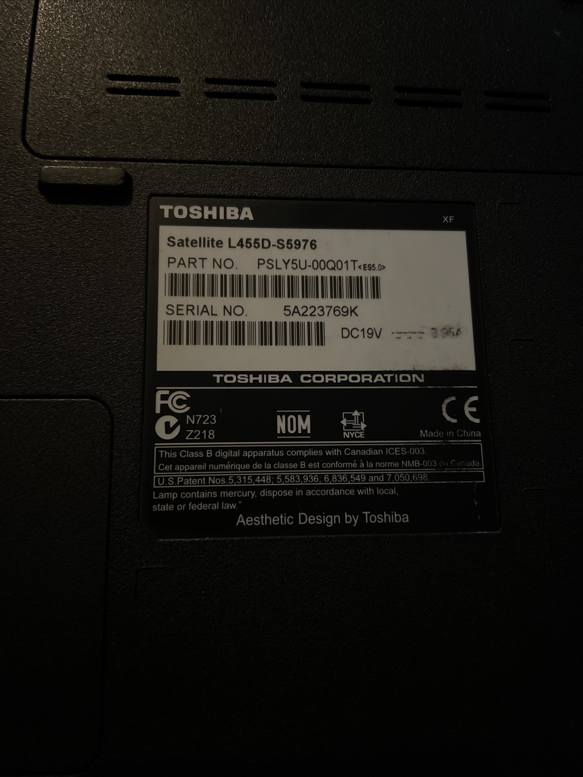 Toshiba Satellite L455D-S5976 15.6in.