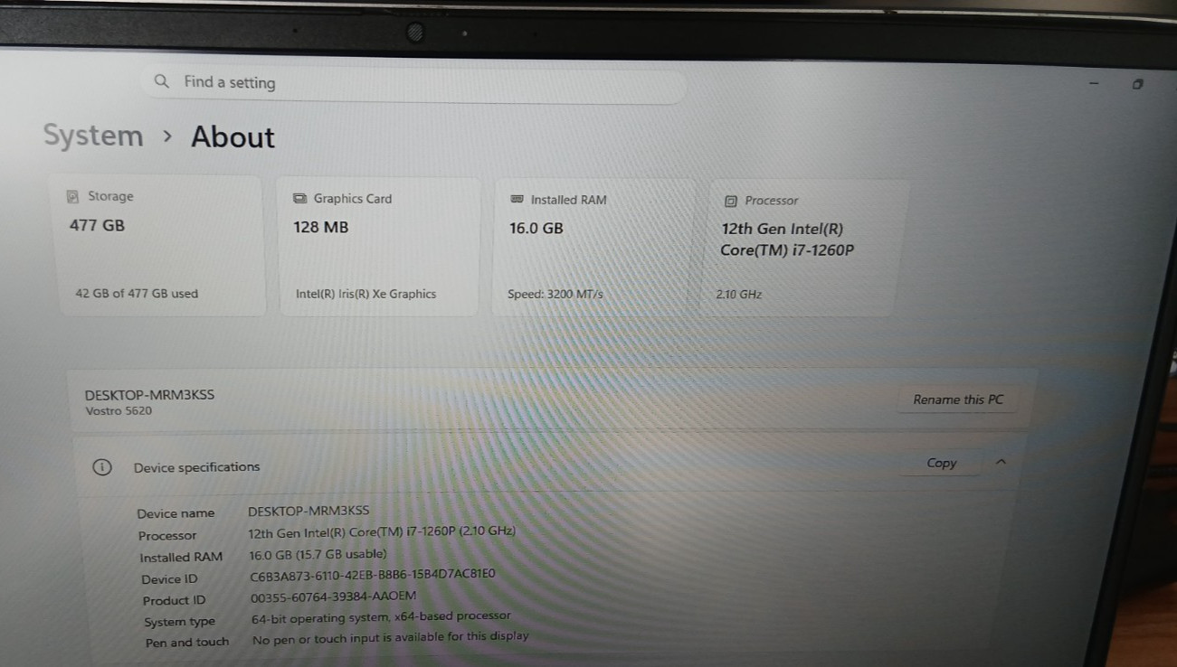 DELL VOSTRO 5620 i7-1260p 16″ FHD 16/512***READ