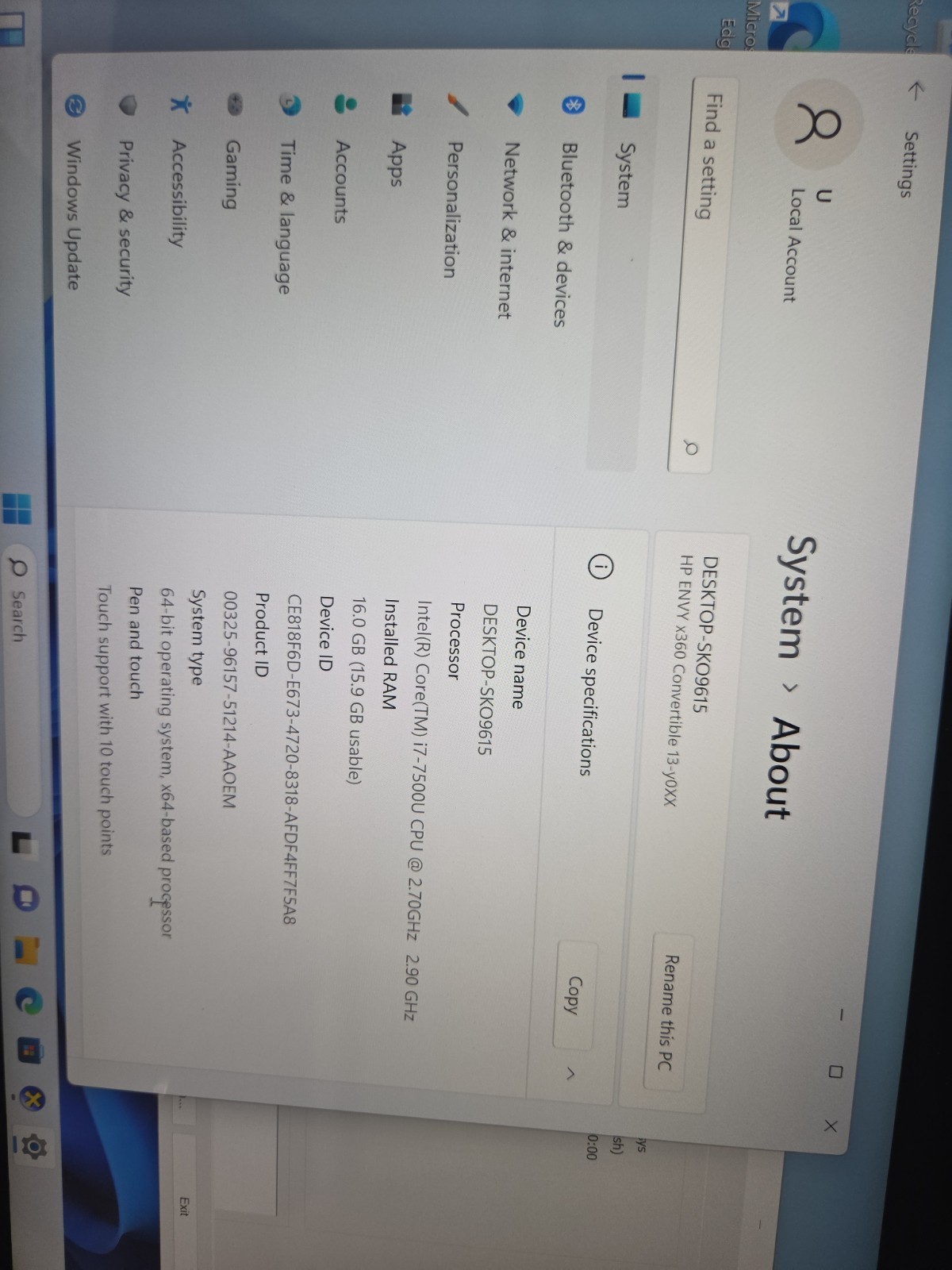 HP | HP ENVY x360 Convertible 13-y0XX | i7-7500U | 16GB |240gb