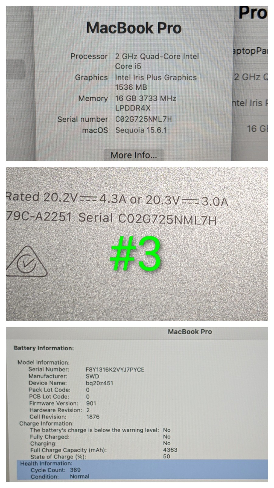 Apple MacBook Pro 13″ A2251 (2020) i5-1038NG7 2GHz 16GB 512GB SSD Sequoia +PA