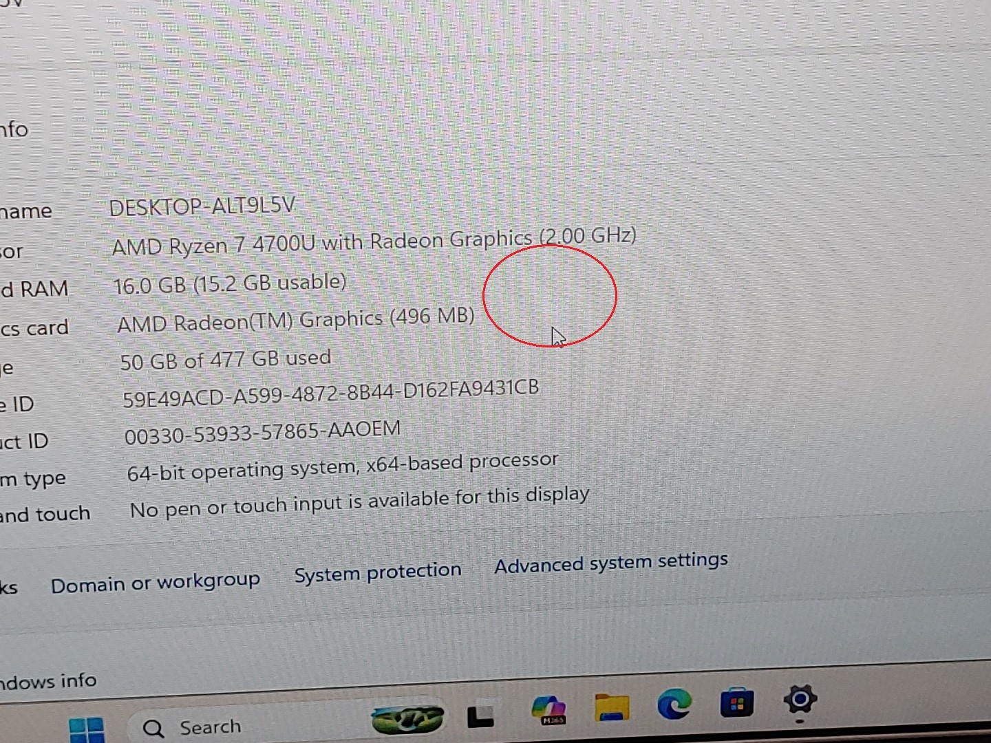 Lenovo ThinkPad E15 Gen 2 15.6″ Ryzen 7 4700U 16GB 512GB Win11Pro *NO A/C* *READ