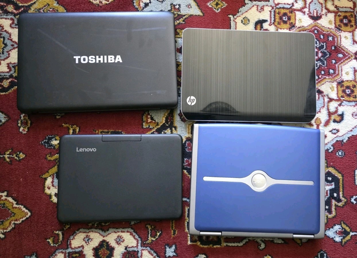 Lot of 4 DELL, HP, LENOVO Old Laptops – GOOD CONDITION – FOR PARTS