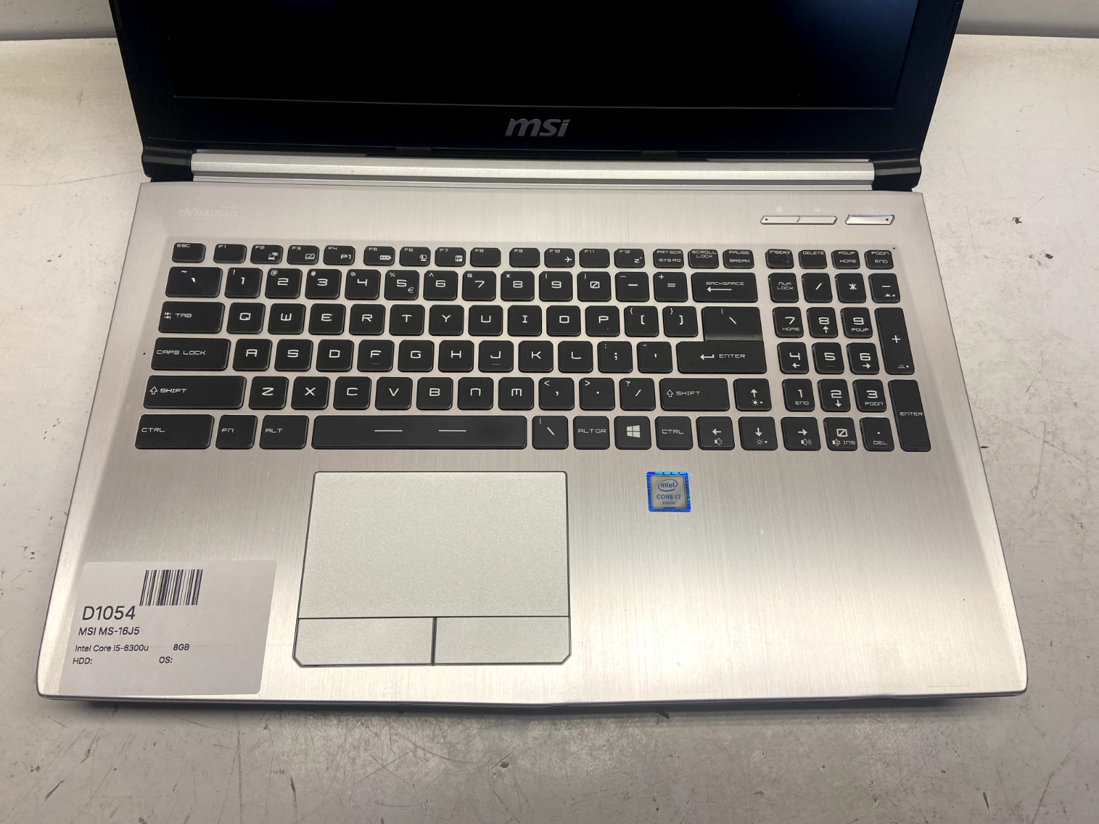 MSI MS-16J5 Intel Core i5-6300u 8GB GTX 960M NO HDD NO BAT – FOR PARTS
