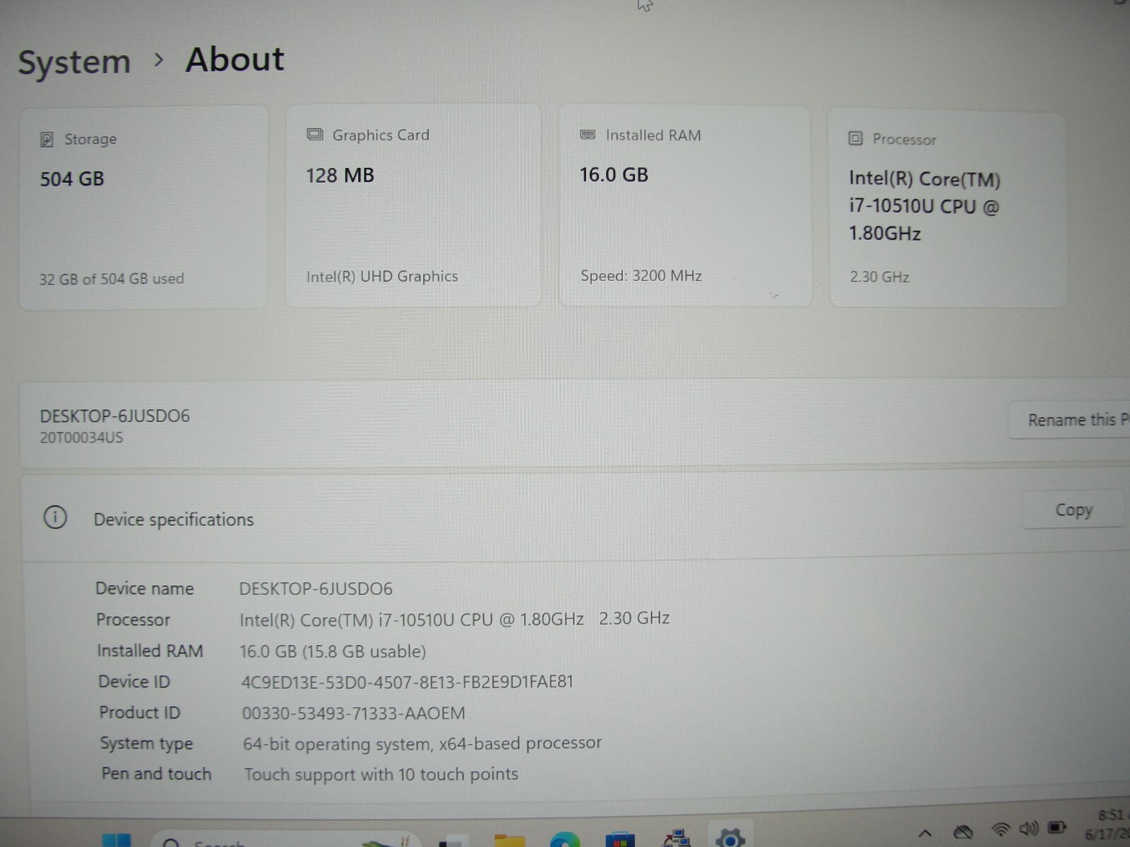 Lenovo ThinkPad T14s Gen 1 14” TOUCH FHD Intel Core i7-10510U 1.8GHz 16GB 512GB