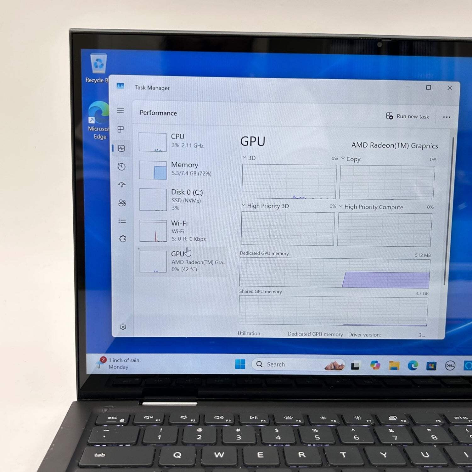 Broken Dell Inspiron 7415 2-IN-1 Ryzen 5 5500U 8GB RAM 256GB SSD Hinge Damage