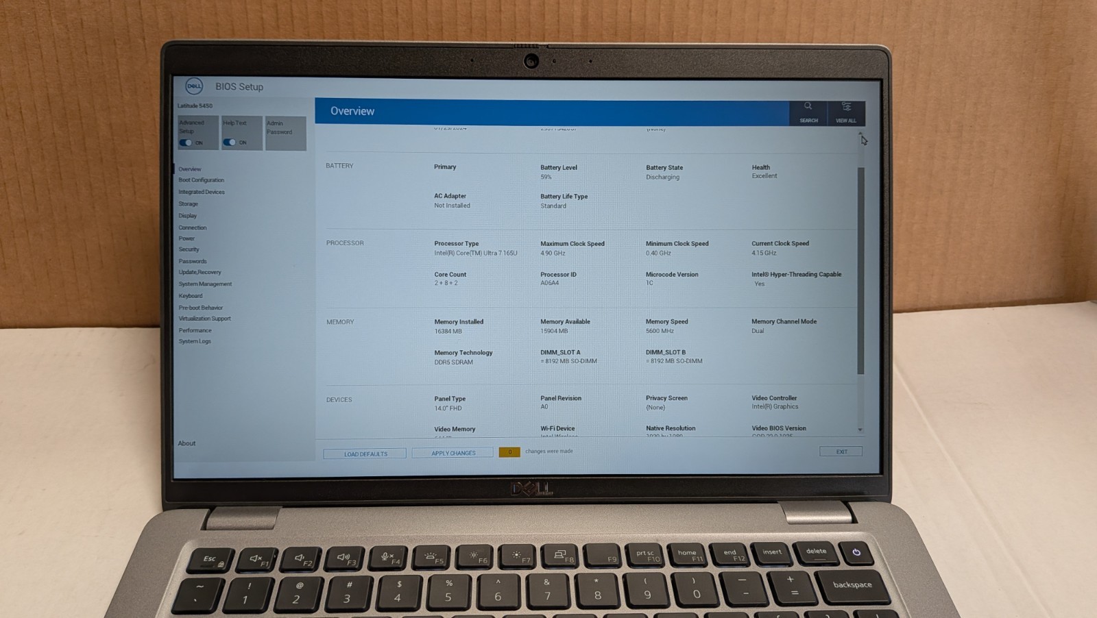 DELL LATITUDE 5450 Ultra 7 165U 14 FHD 16GB RAM 512GB SSD Windows 11P w/ac note
