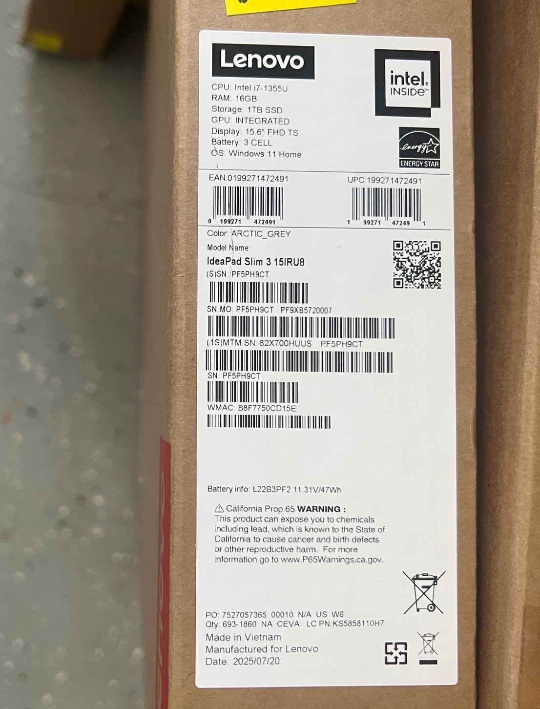 NEW Lenovo IdeaPad Slim 5.6″, FHD Touchscreen, Intel Core i7 16GB/1TB 82X700HUUS