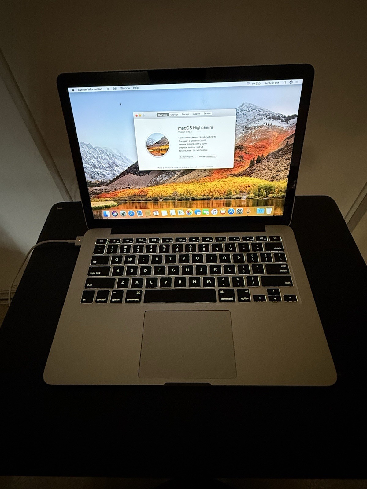 Apple MacBook Pro A1502 2015 13″ Intel i7 3.0GHz 8GB 500GB Only 75 cycle counts