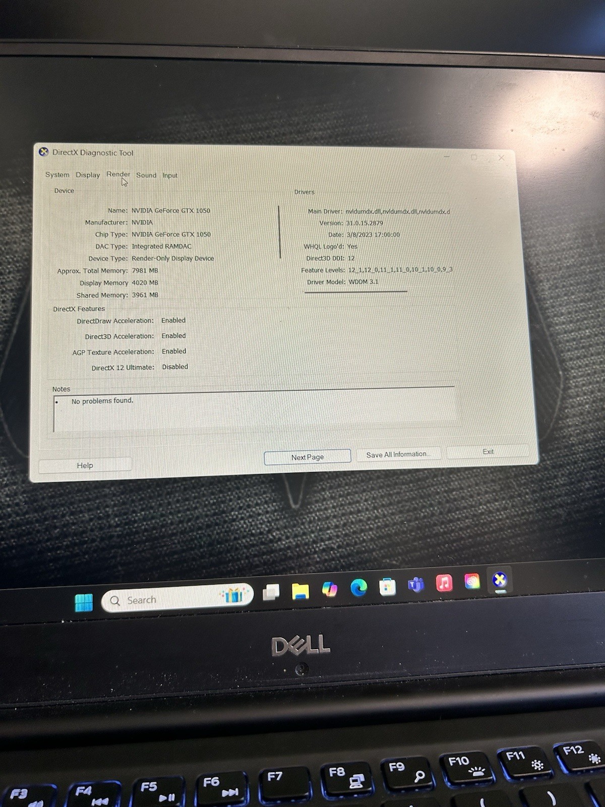 Dell XPS 15 GeForce 1050 I5-8300H