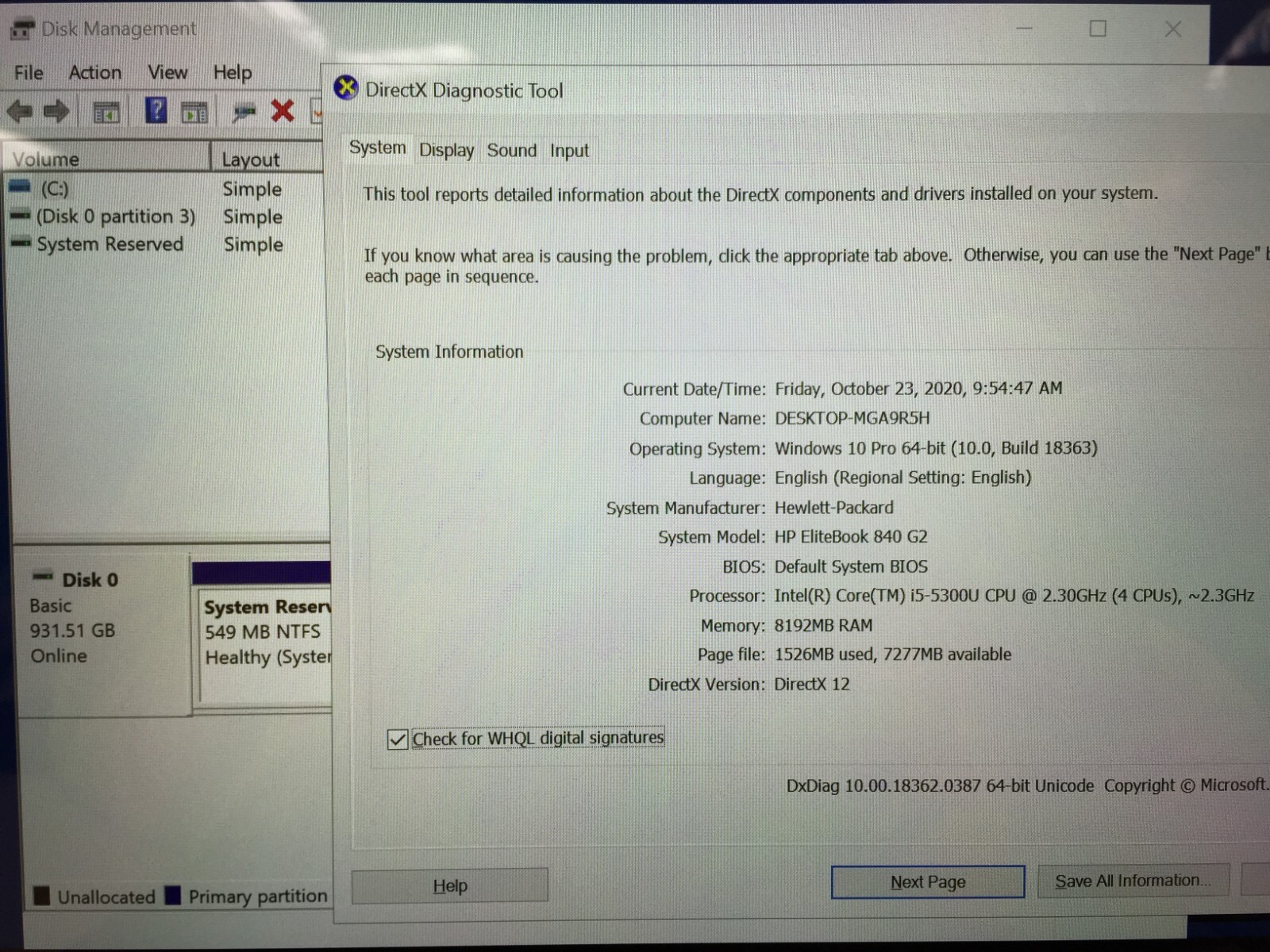 *Bad Battery* HP EliteBook 840 G2 14″ Touch Laptop/i5-5300U/8GB/1TB HDD/W10 Pro