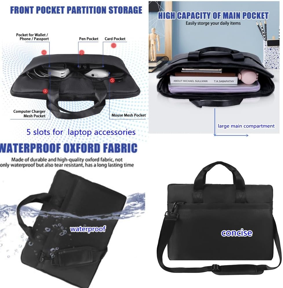 Premium Black Laptop Briefcase Fits Dell, HP, ASUS, MacBook Pro, 17.3-18.4 Inch