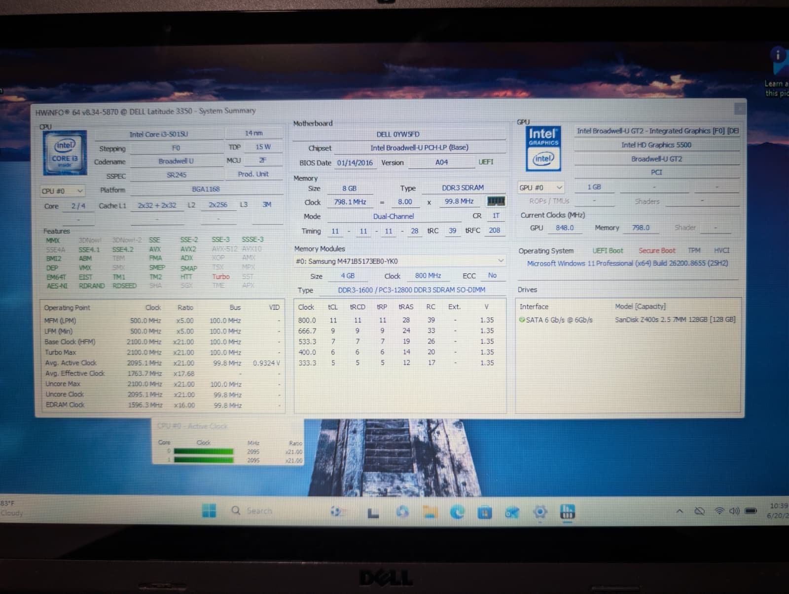 13″ Dell Latitude 3350 TouchScreen | i3 5th 8GB RAM 128GB SSD | Win 11 Pro