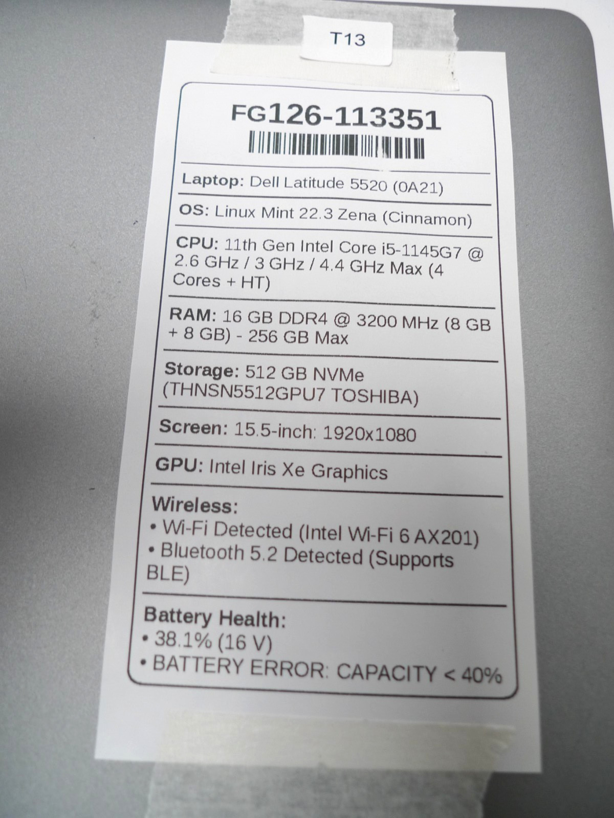 Dell Latitude 5520 | i5-1145G7 | 16GB RAM | 512GB NVMe | Linux | Cord | Read