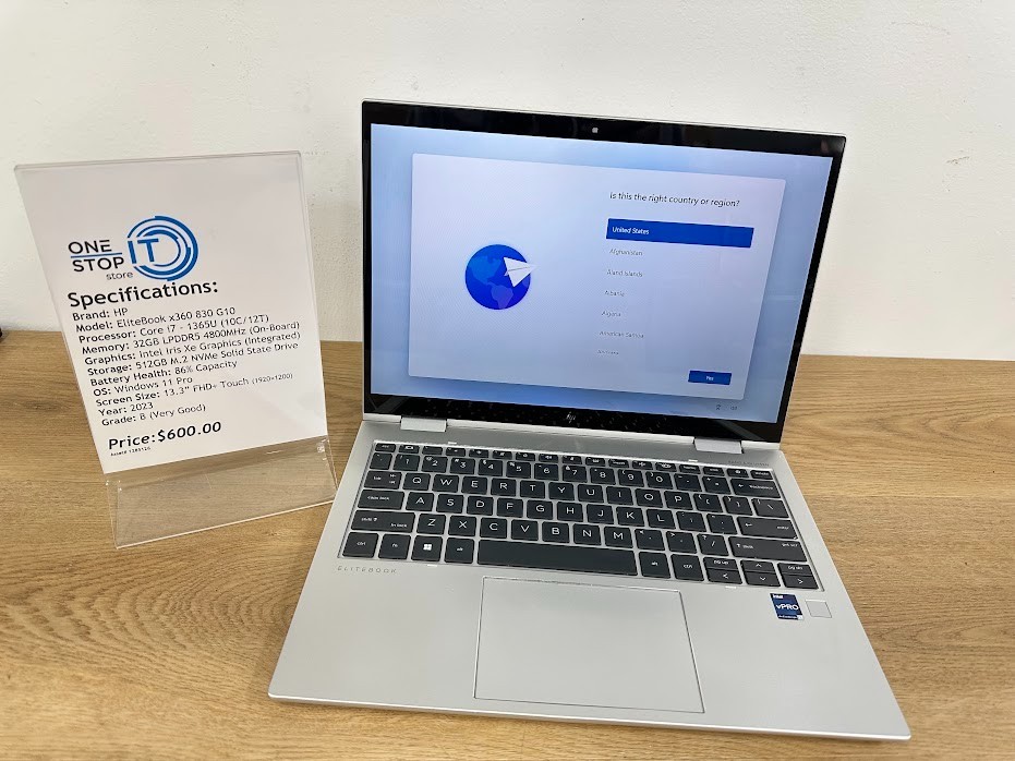 HP EliteBook x360 830 G10 Core i7 1365U 32GB LPDDR5 Intel Iris Xe 512GB SSD 2023