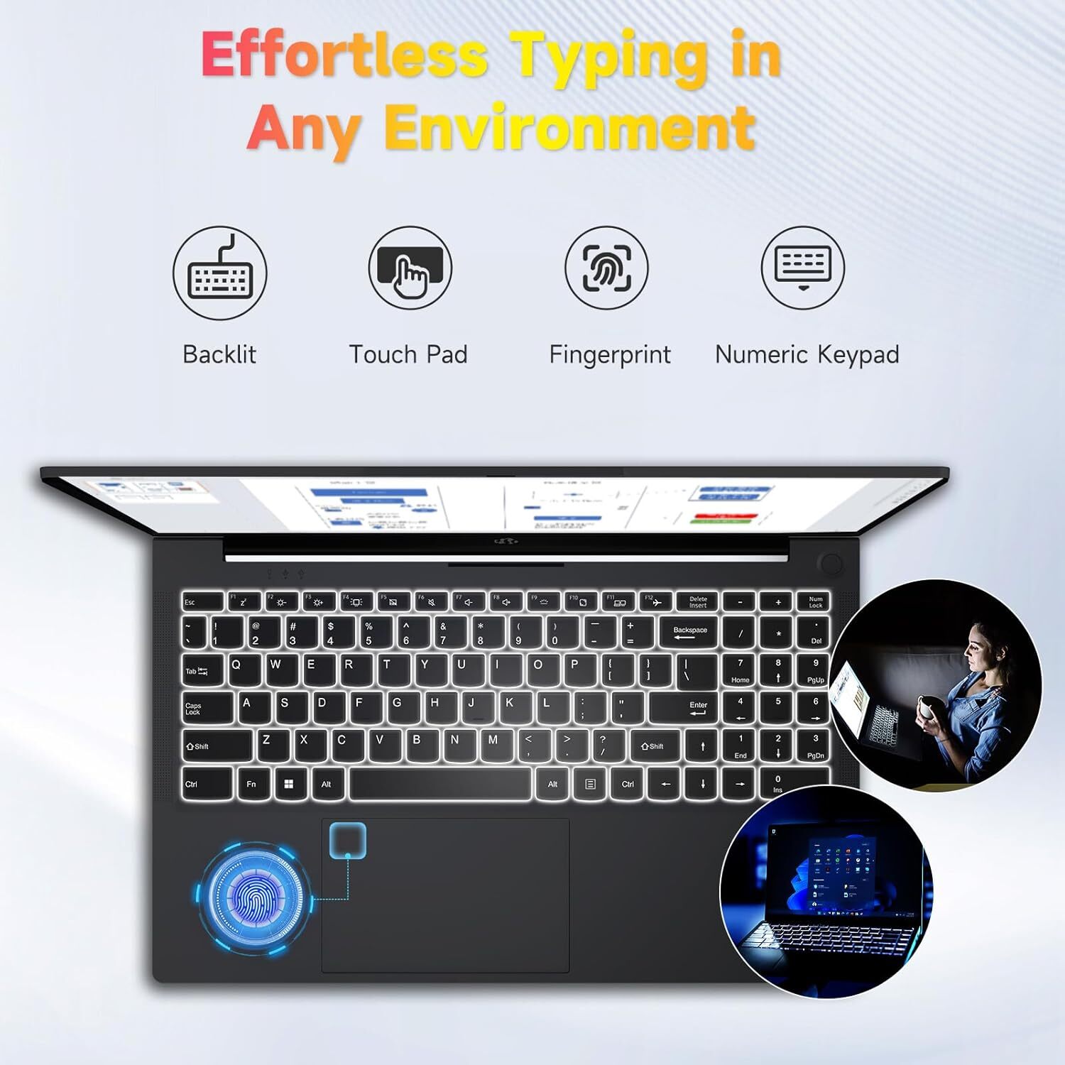 NIMO 15.6” Student Laptop 8GB RAM 128GB SSD Intel Pentium Quad-Core Win 11 home