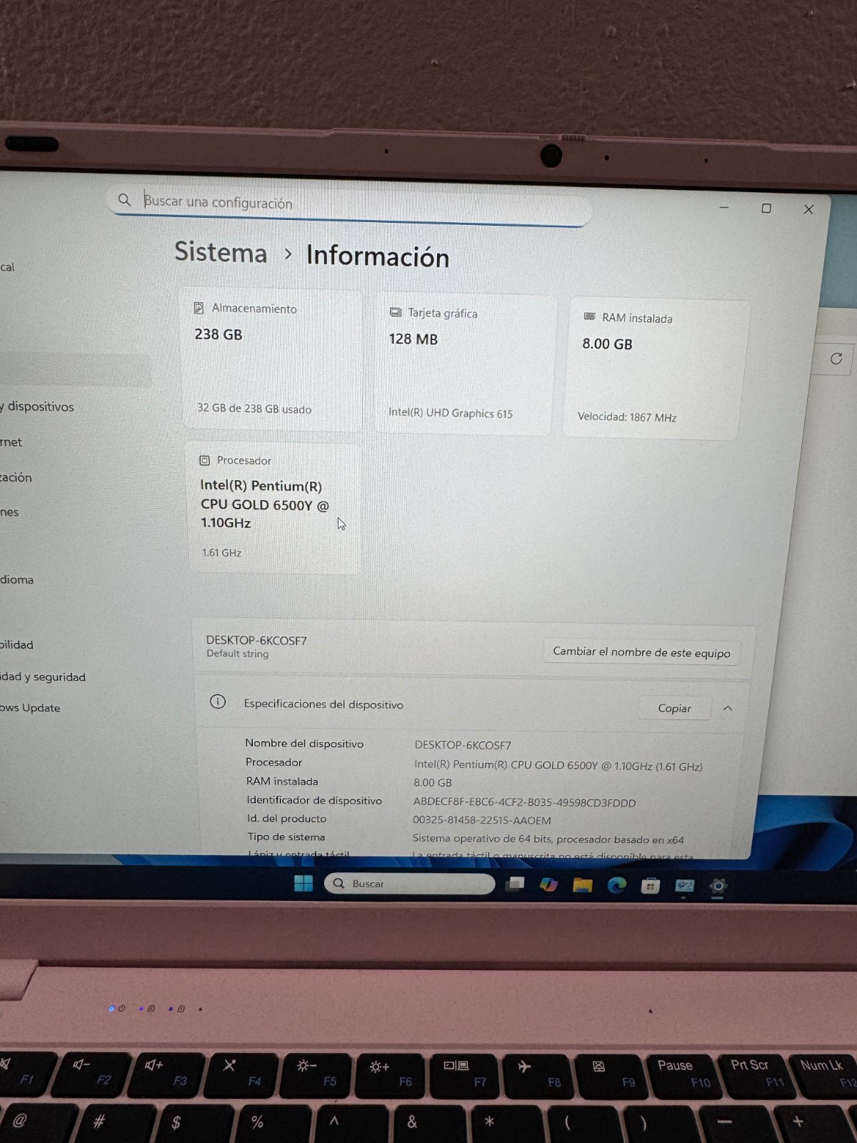 RNRUO 15.6″ Pink Laptop Intel Pentium Gold 6500Y 8GB Win11 Home