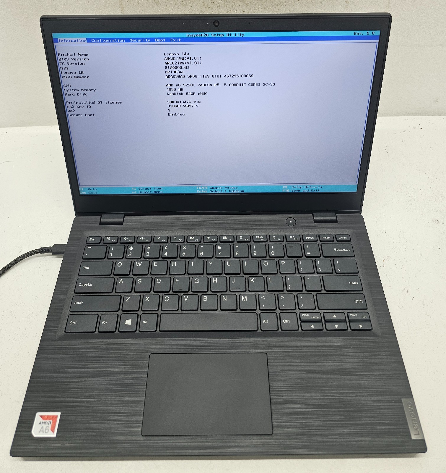 Lenovo 14W 14″ Laptop AMD A6-9220C 4GB Ram 64GB eMMC No OS (FL)