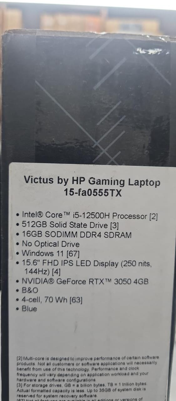 HP Victus 15-FA0555TX 15.6” (512GB SSD Intel Core i5-12500H 16GB RAM) Gaming
