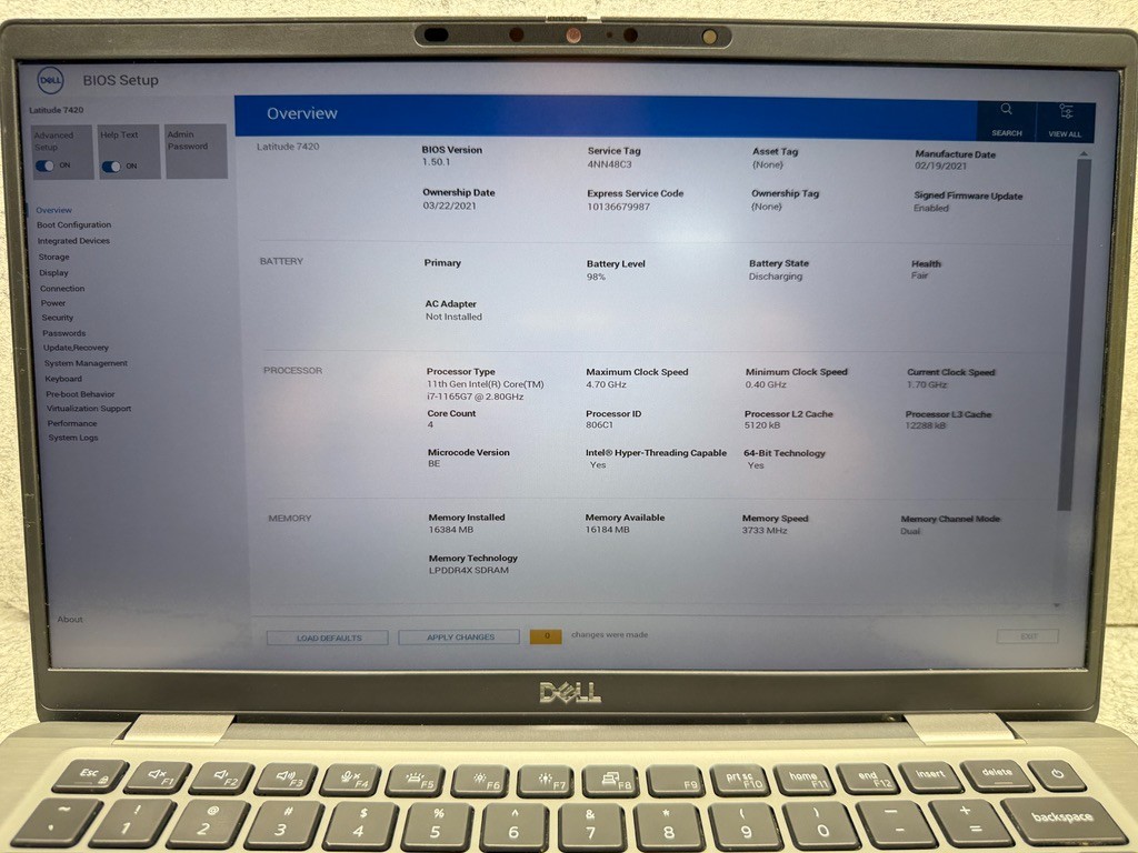 Dell Latitude 7420 14″4K UHD i7 1165G7 @ 2.80GHz 16GB 512GB NVMe Windows 11 Home