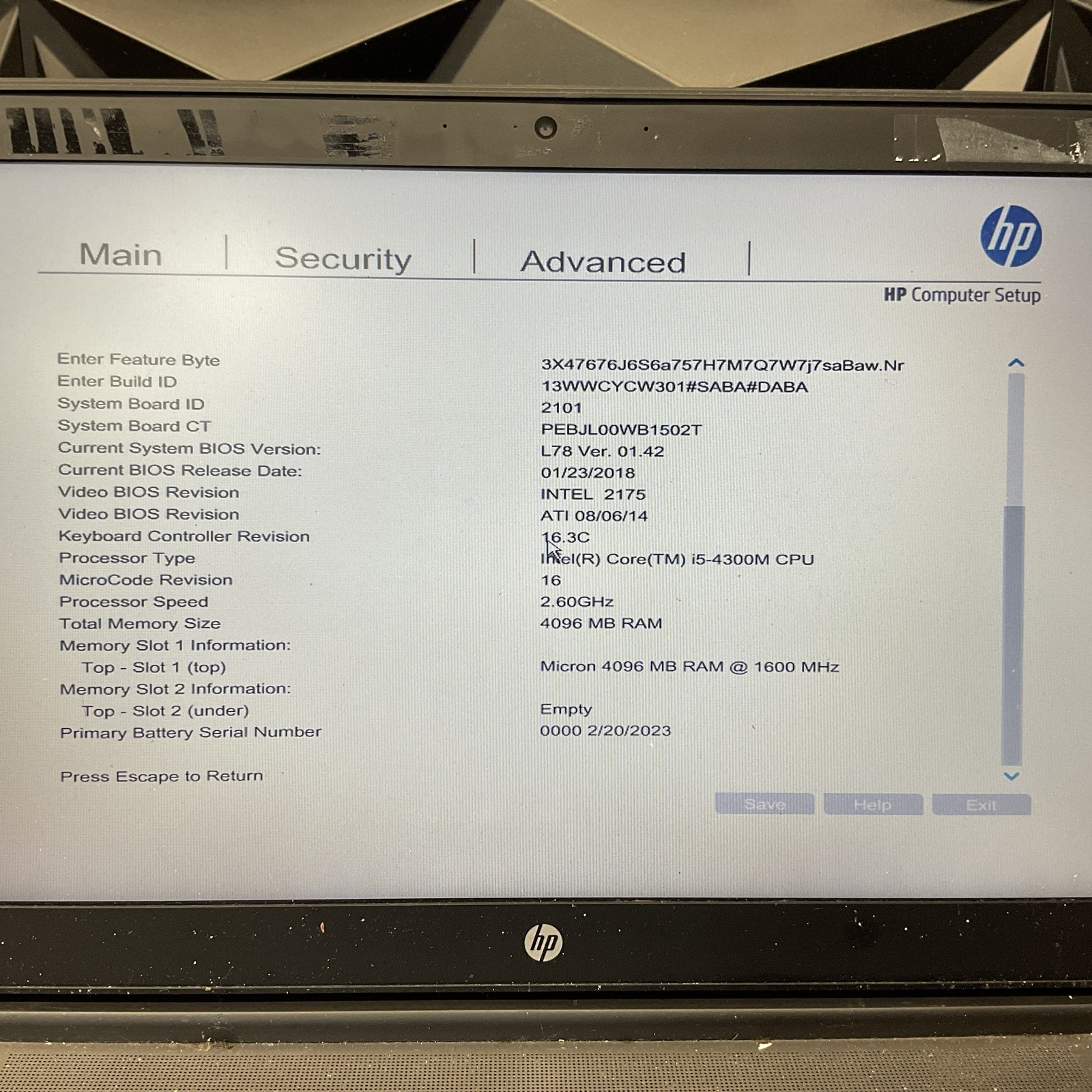 HP ProBook 650 G1 / i5 4th Gen / BIOS Unlocked / No RAM / No SSD / M5