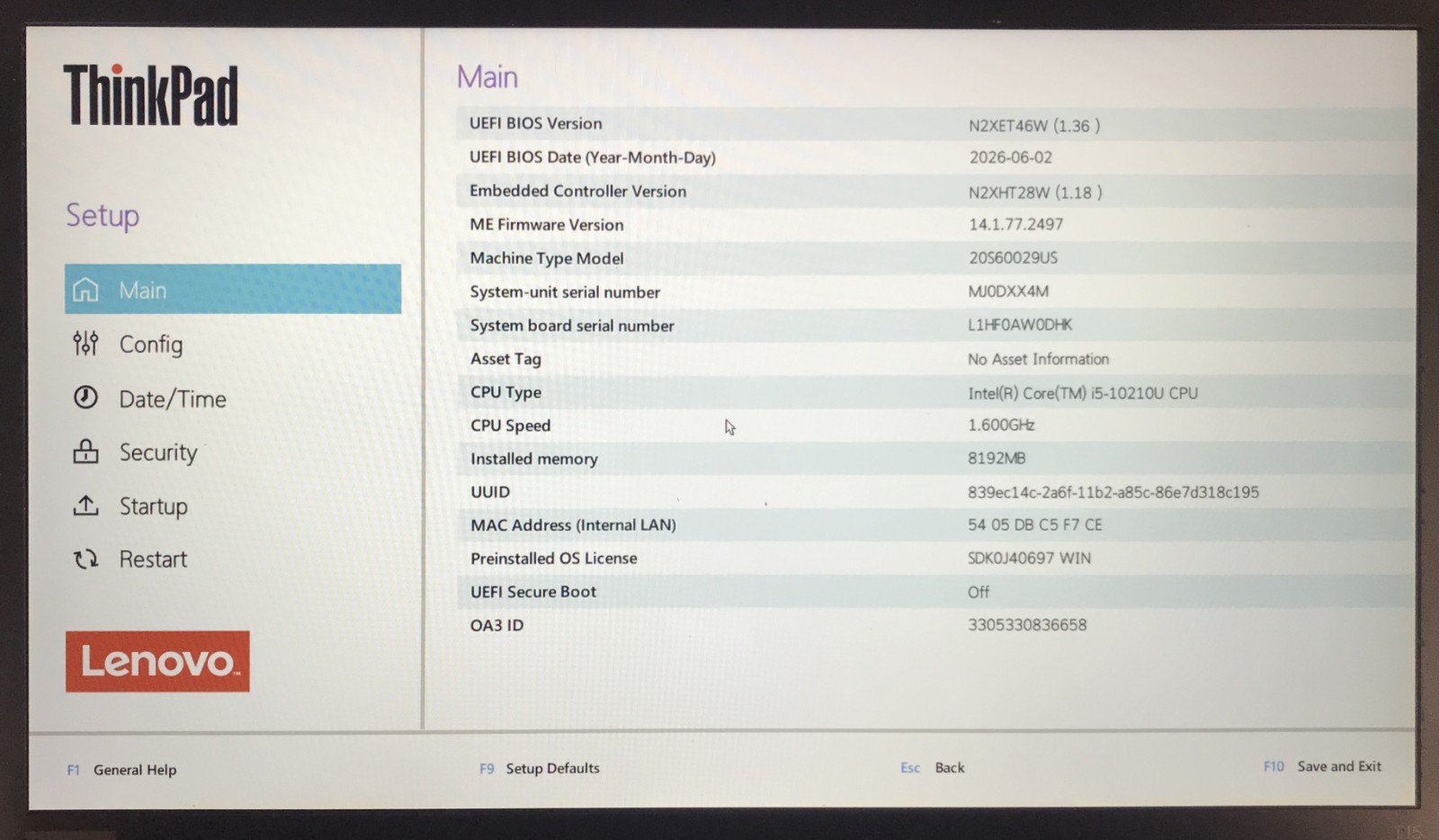 Lenovo ThinkPad T15 Gen 1 15.6″ Laptop i5-10210U 8GB RAM 256GB NVMe