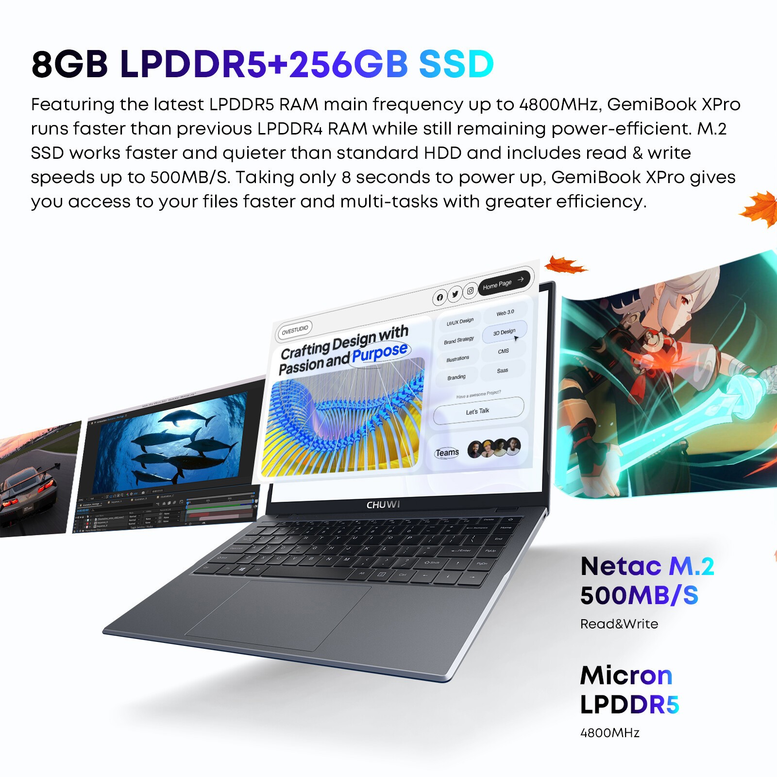 CHUWI GemiBookXPro 14.1” FHD Laptop Intel N100-8GB RAM – 256GB SSD – Win 11