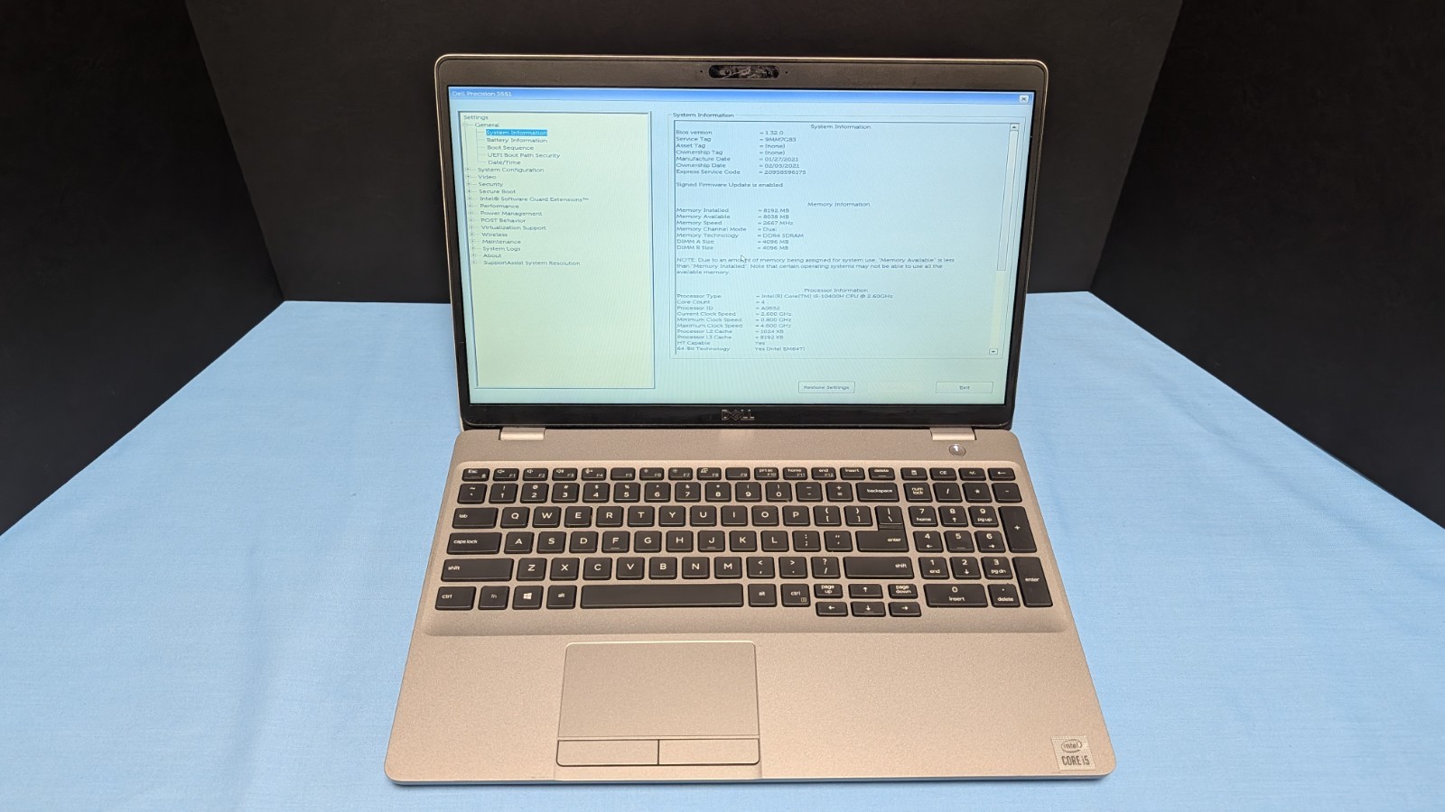 DELL PRECISION 3551 – INTEL i5-10400H 8GB RAM 500GB NO OS LAPTOP READ!