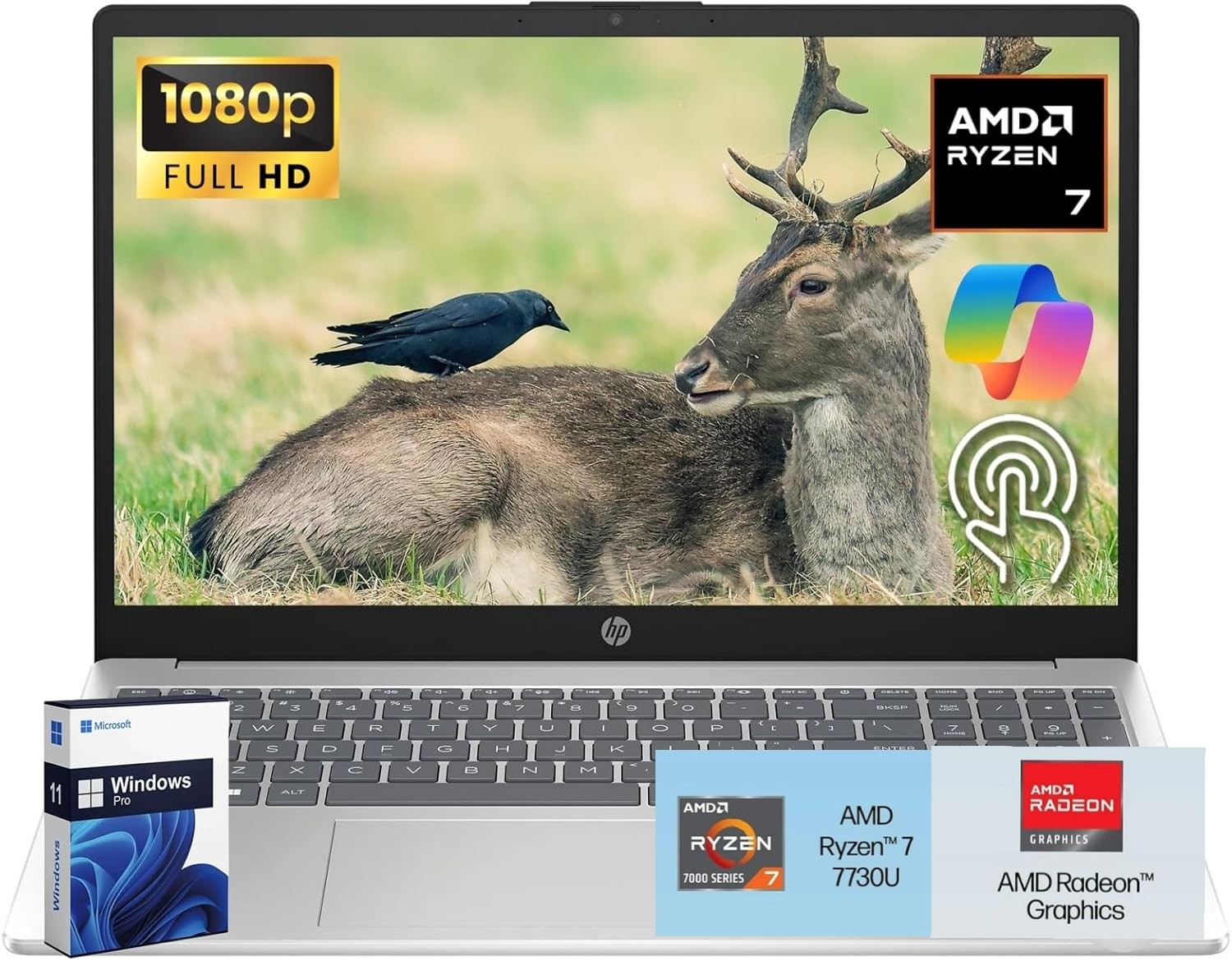 2025 HP 15.6″FHD Touchscreen Laptop computer AMD Ryzen 7 32GB RAM 1TB Win11Pro