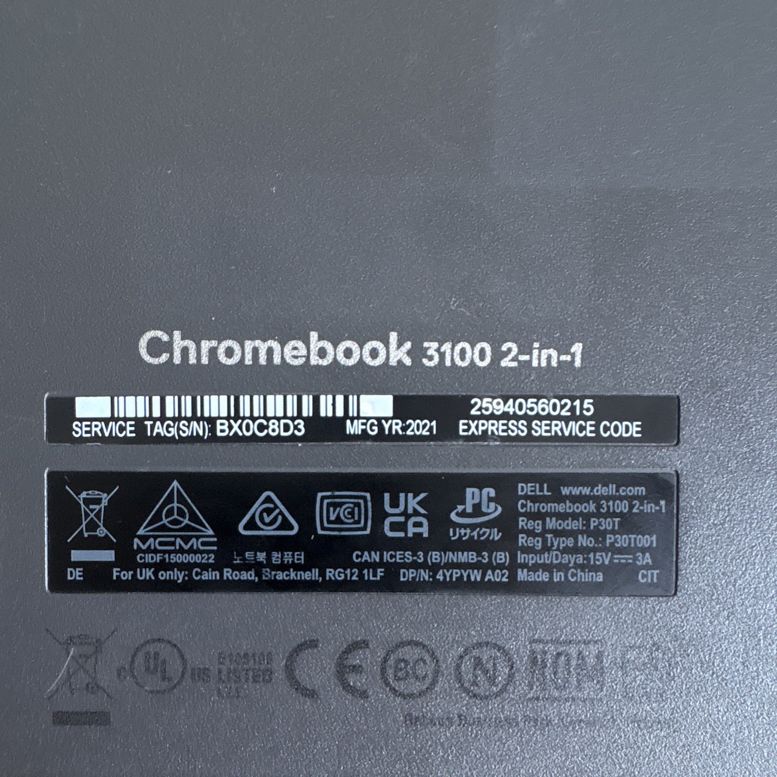 Dell Chromebook 3100 2-in-1 11.6″ 32GB Chrome Fully Functional NO CHARGER