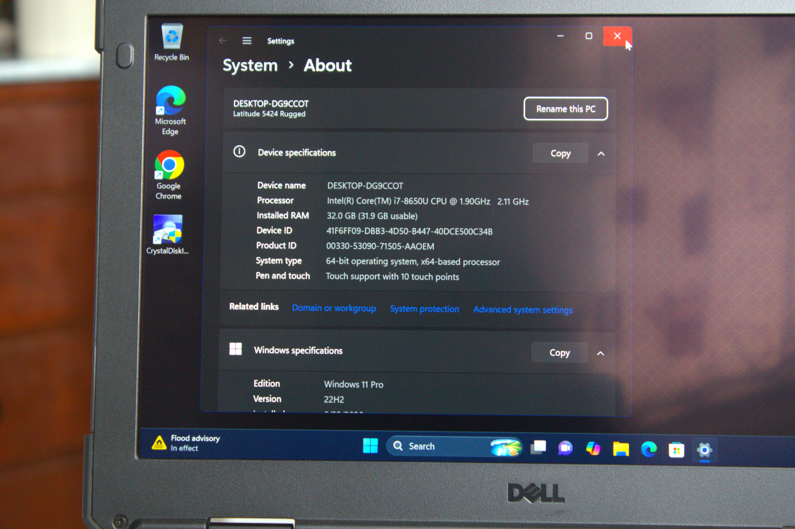 Dell Latitude 5424 Rugged i7-8650U AMD RX540 256GB SSD 32GB RAM Touch 4G 2x Batt