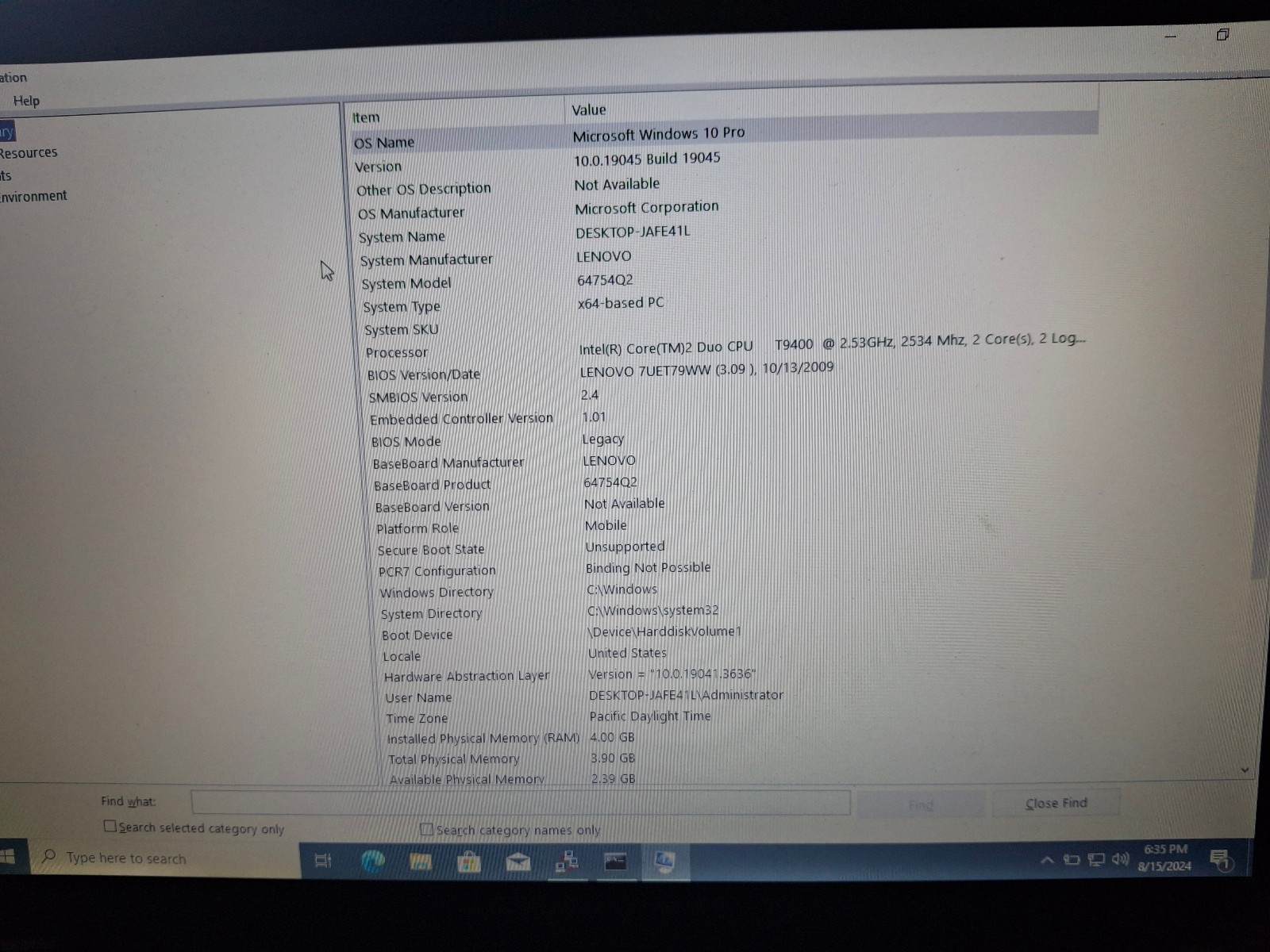 ThinkPad T400 Laptop Intel Core Duo P9400 2.53GHz 4GB RAM 128GB SSD Win10Pro