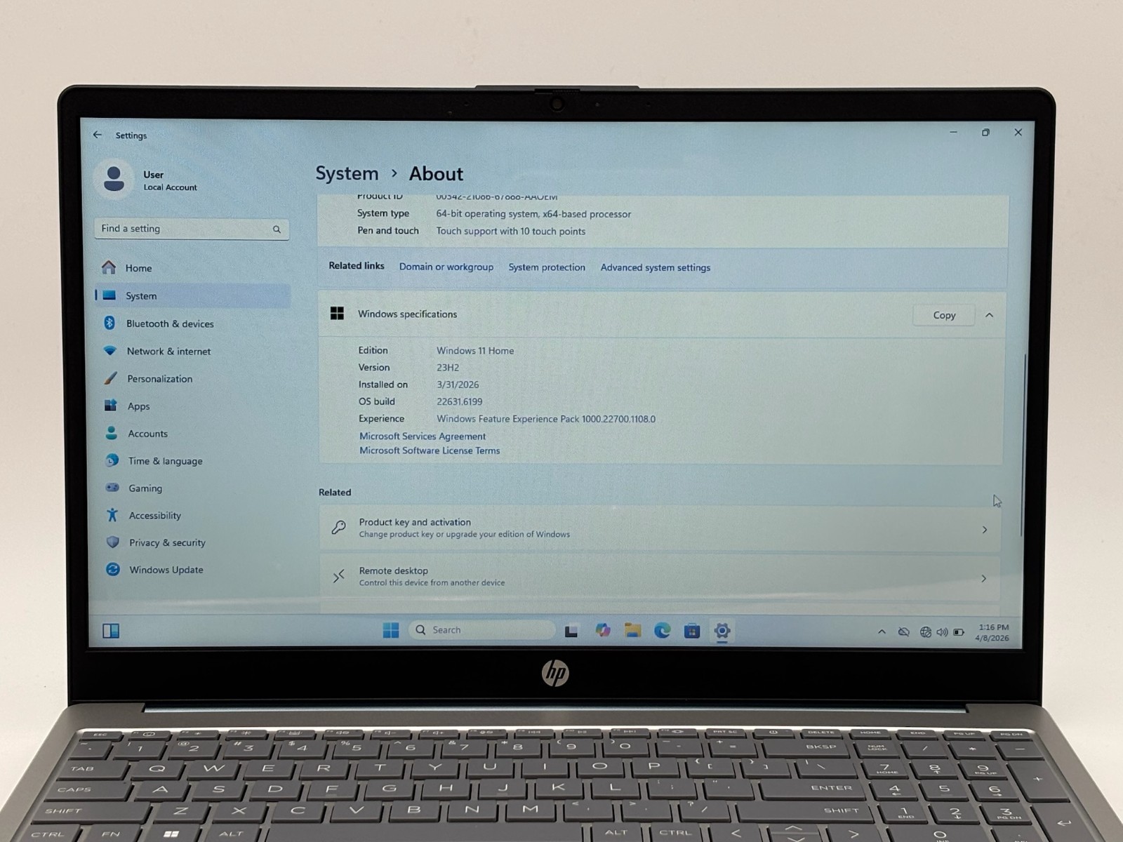 “HP Laptop 15-fd0082wm 15.6″” 128 GB SSD 4GB RAM Intel N200 (EBAY)”