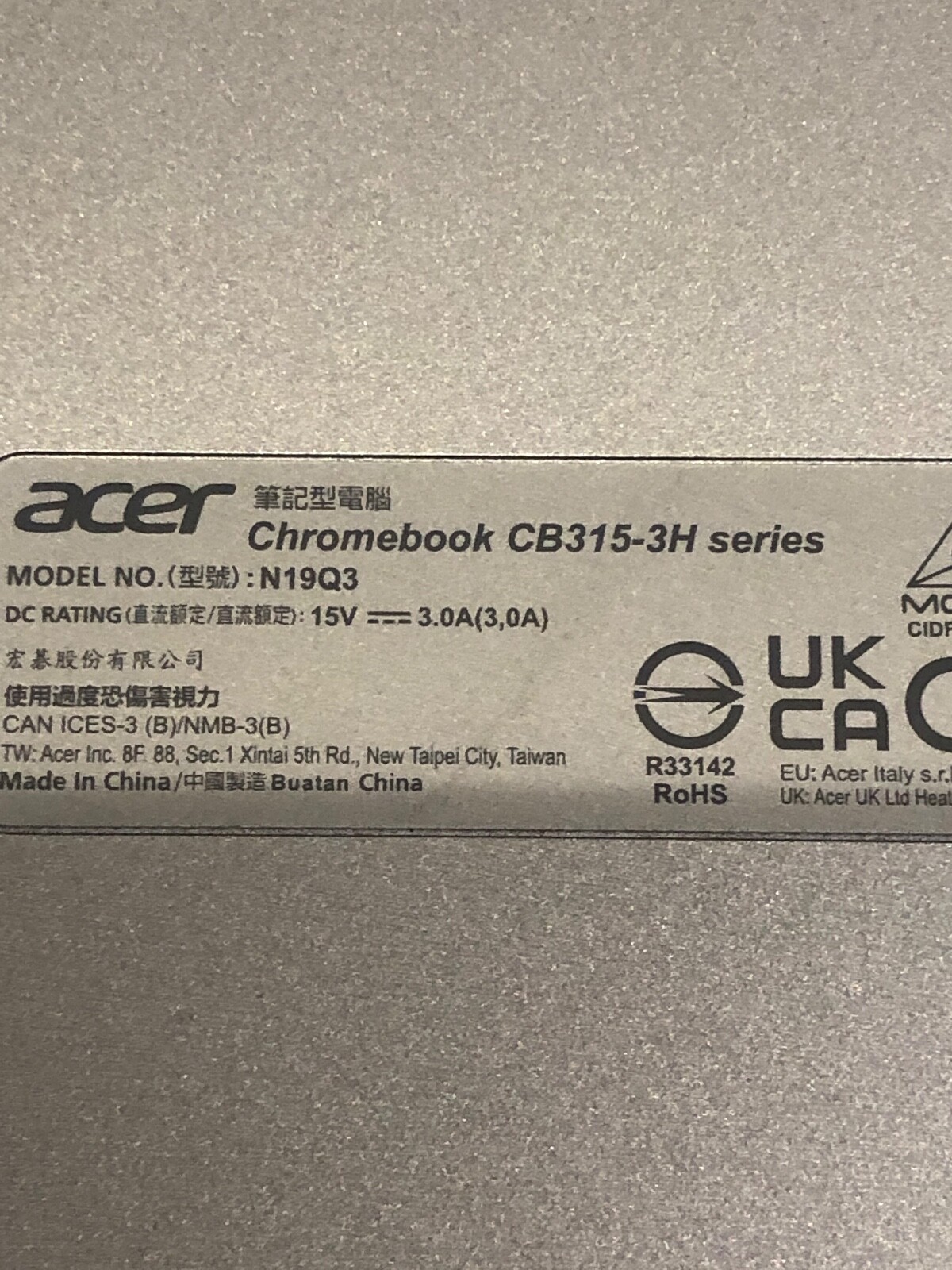 Acer Chromebook 315 15.6″ 32GB, Celeron N 1.1GHz, 4GB CB315-3H-C2C3 Model: N19Q