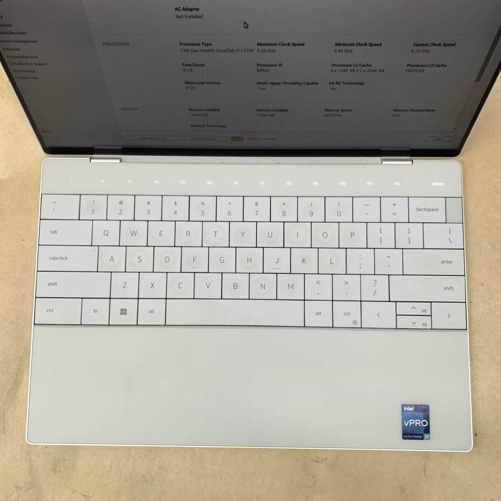 Dell XPS 9320, Intel Core i7-1370P @ 1.90GHz, 16GB RAM, No SSD/OS, No Charger