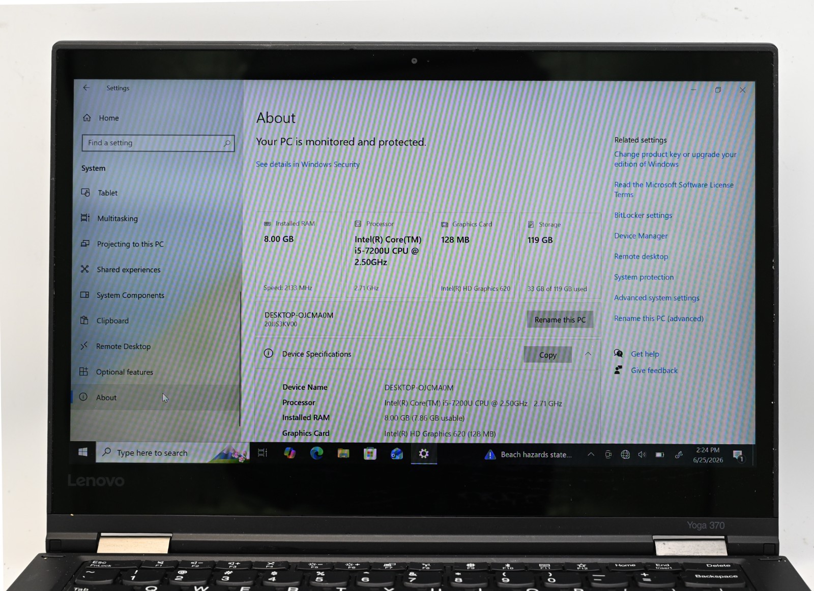 Lenovo Thinkpad Yoga 370 (2-in-1) i5-7200u 2.5GHz 8GB RAM 256GB HD Windows 10 P