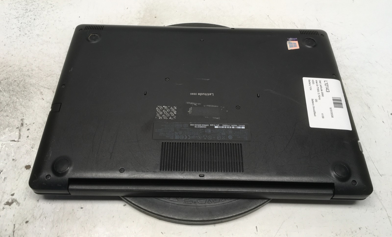 Dell Latitude 3590 Intel i3-7130U 2.7GHz 4 GB NO HDD No Batt
