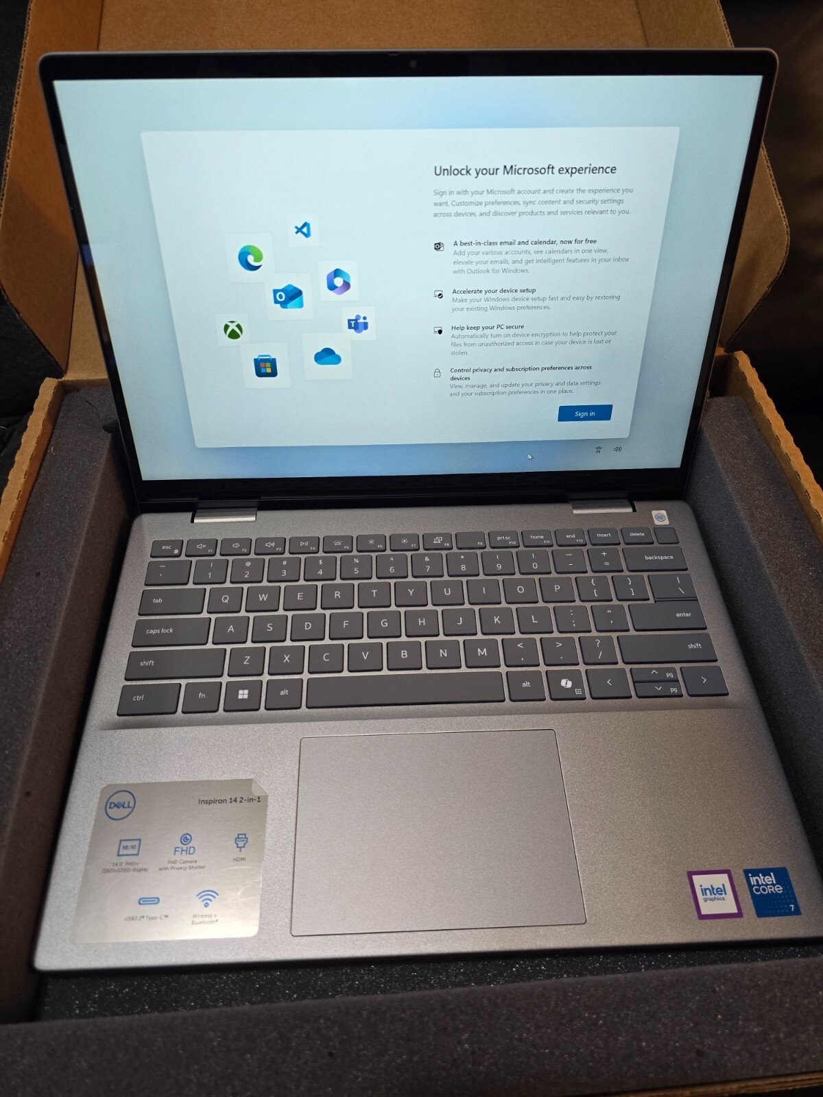 Dell Inspiron 14” 2-in-1 Touch Laptop Intel Core 7 Processor 16GB RAM Open Box
