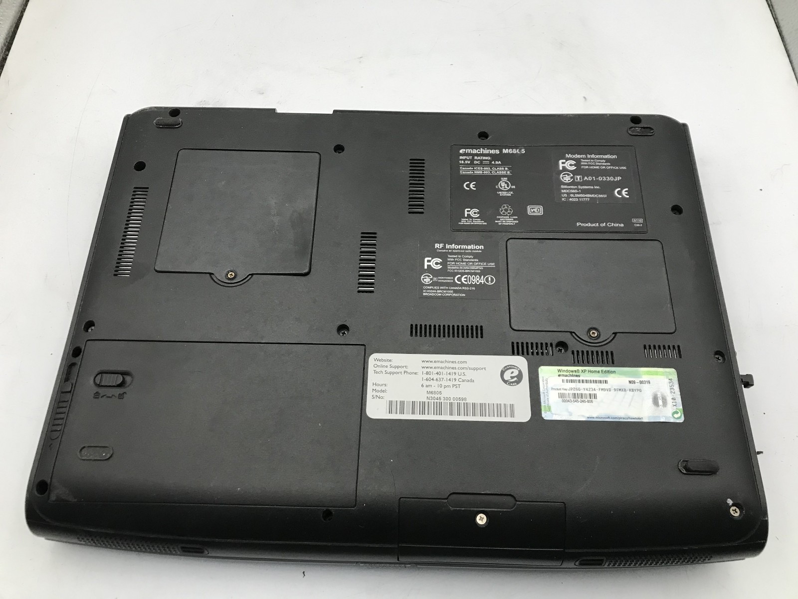 E MACHINES M6805 – FOR PARTS/BROKEN LCD – AMD ATHLON 64 – 256MB RAM – READ – BB!