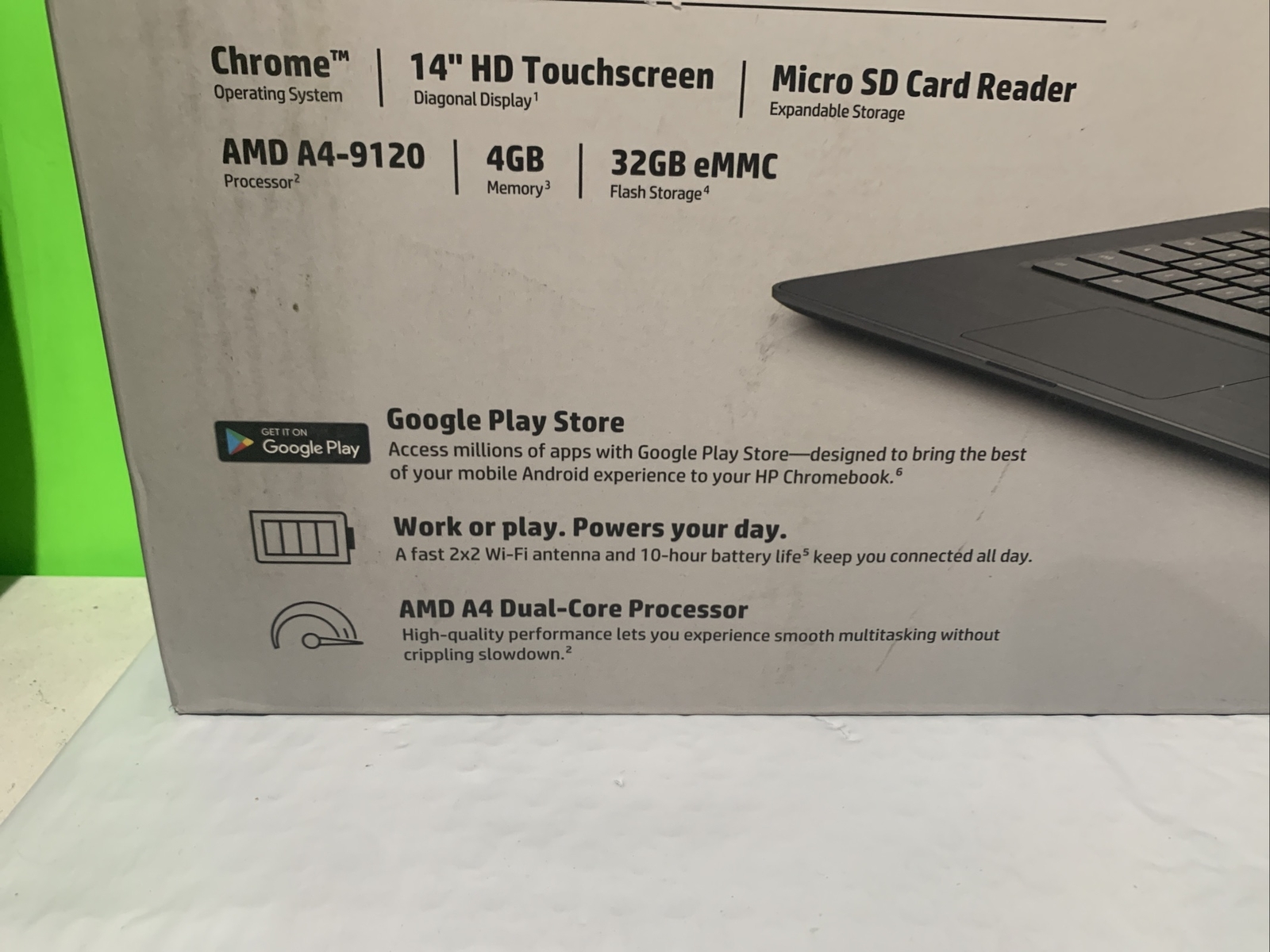 HP Chromebook 14″ HD Touchscreen 14-DB0025NR, AMD A4-9120, 4GB Memory, 32GB eMMC