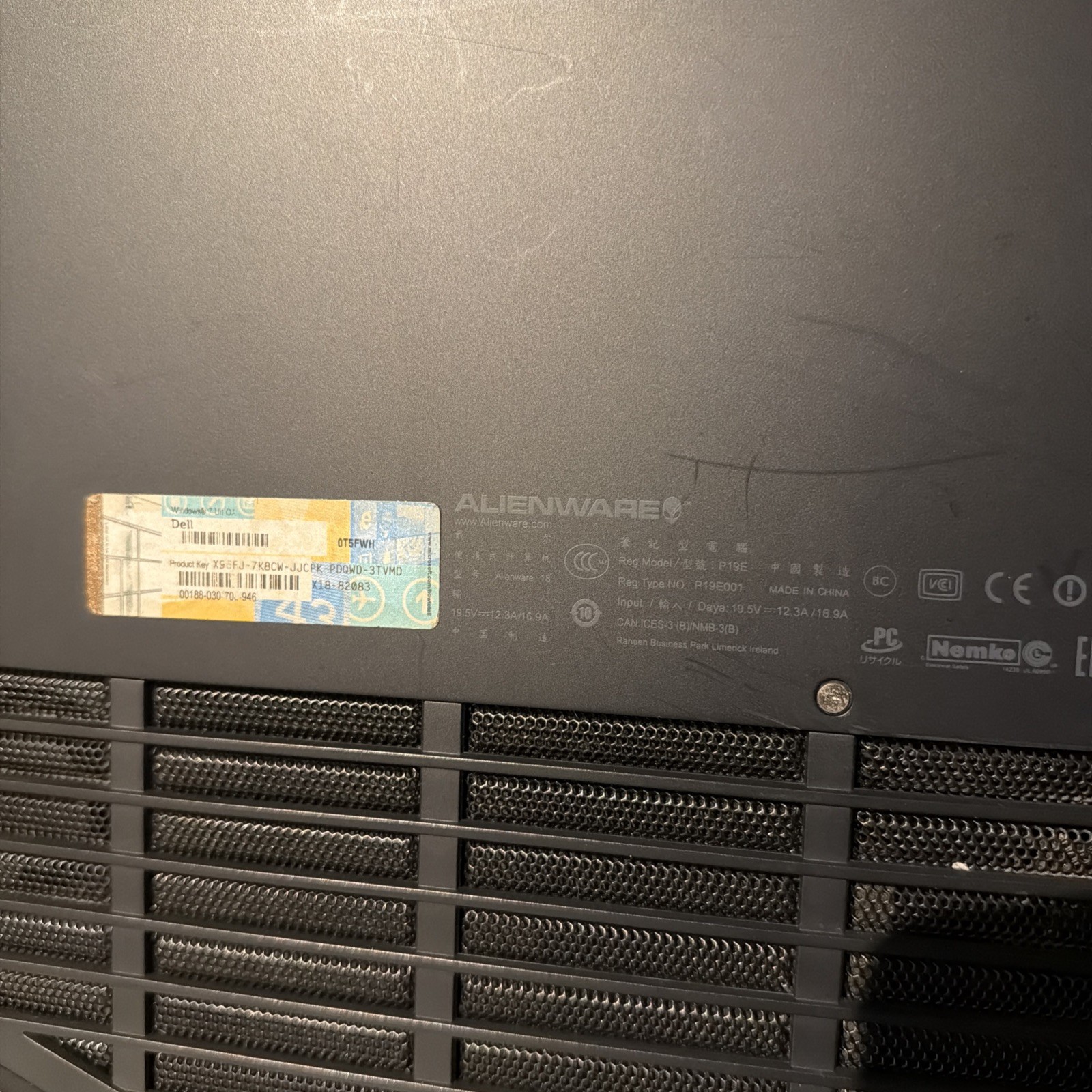 Alienware 18 Laptop i7-4900MQ Dual GTX 770M 18.4”- Untested No Charger For Parts
