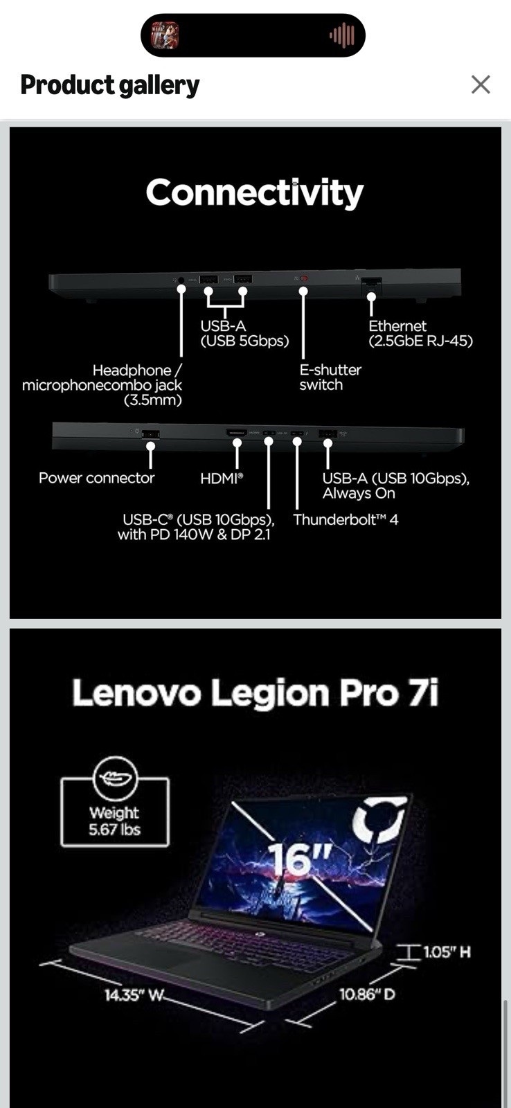Lenovo Legion Pro 7i Gaming Laptop Ultra 9 RTX 5070 Ti 32GB 1TB SSD 16″